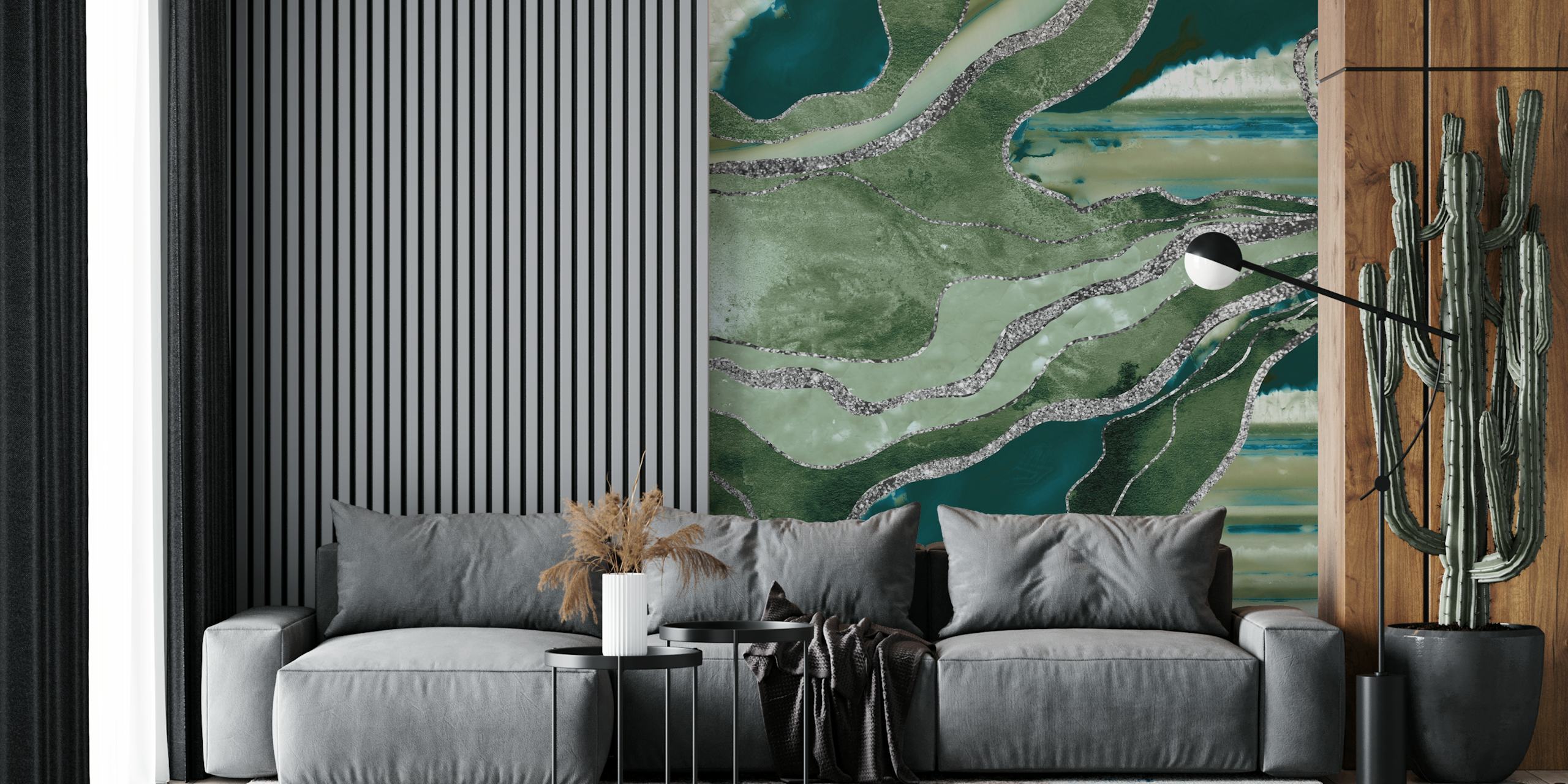 Olive Green Marble Agate Pattern Wall Mural