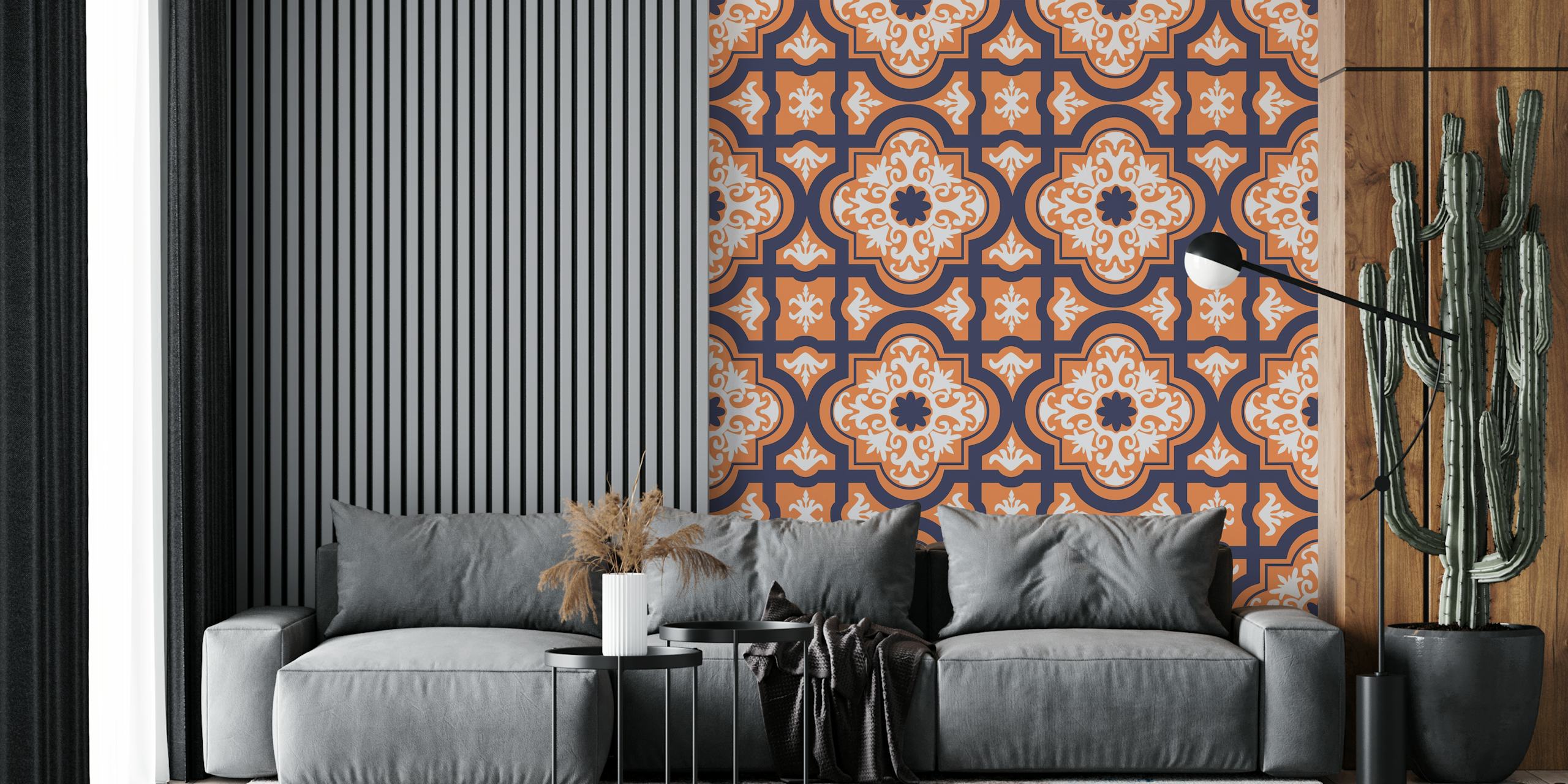 Rust Orange i ciemnoniebieski wzór marokański