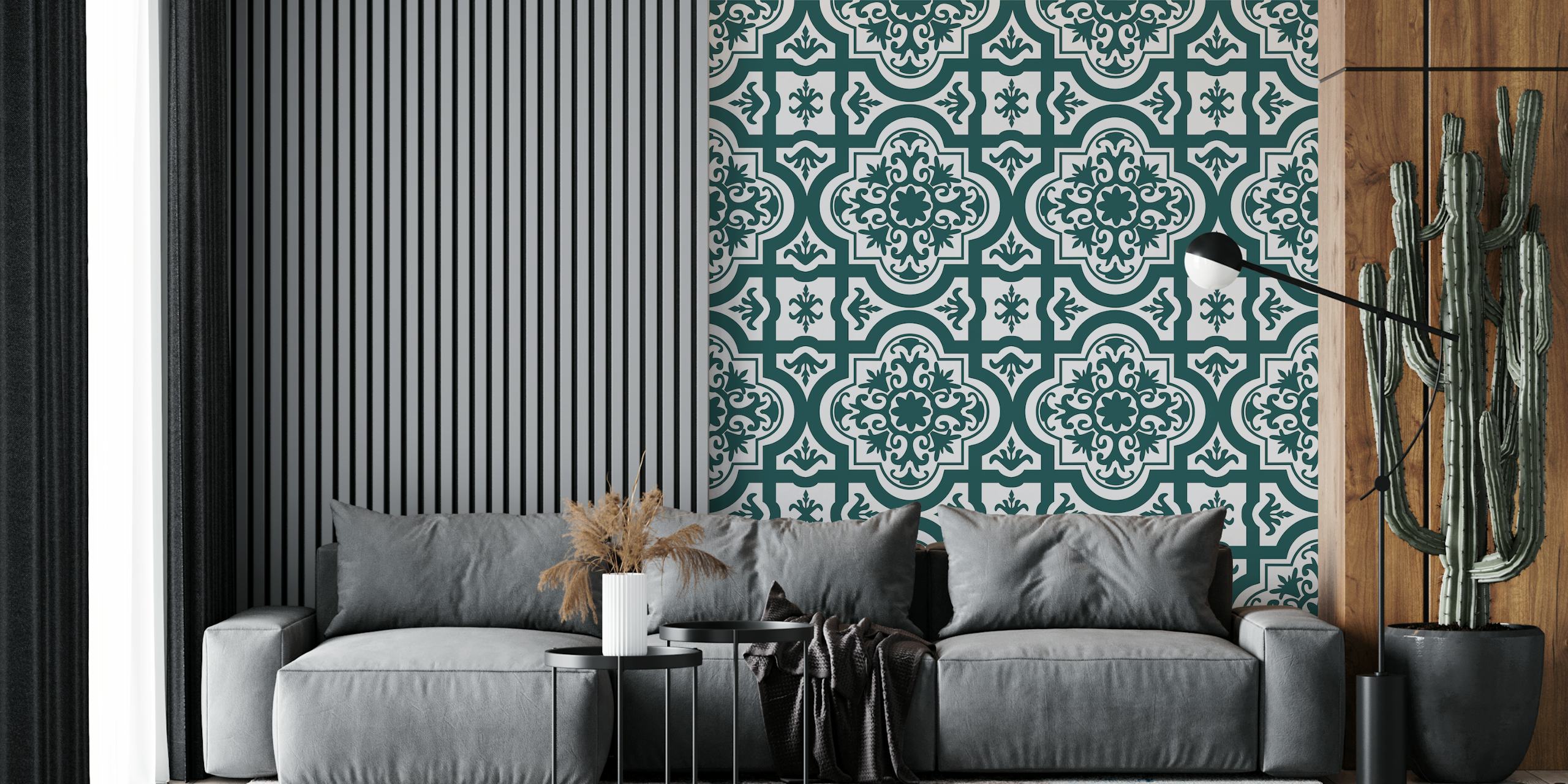 ταπετσαρία Emerald Green White Alhambra σε ένα δωμάτιο