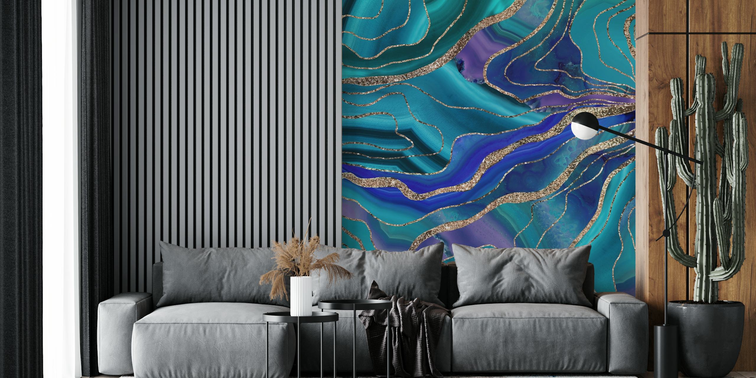 Tapeta Purple Teal Blue Agate u sobi
