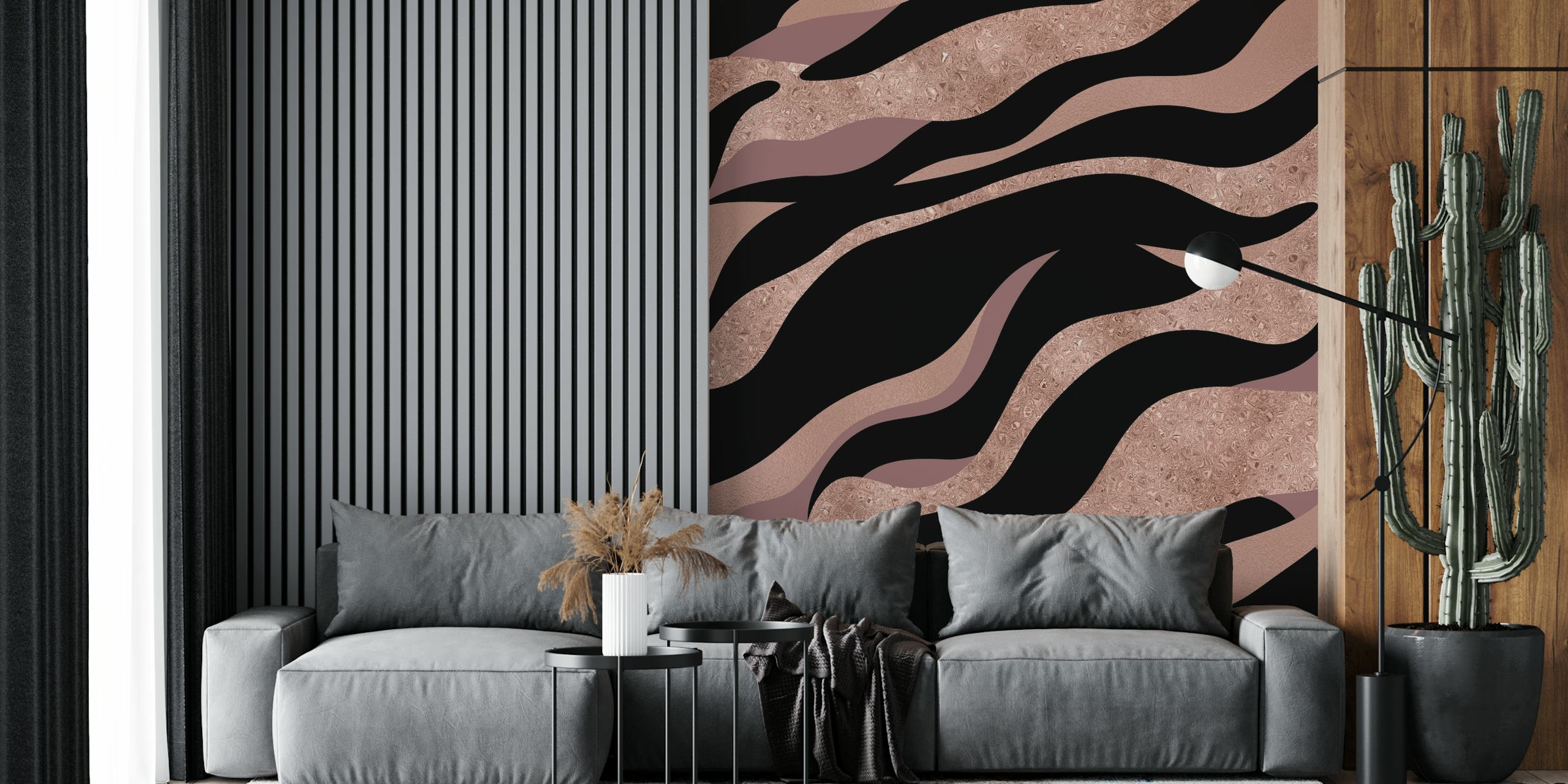 ταπετσαρία Rose Stone Marble Wave σε ένα δωμάτιο
