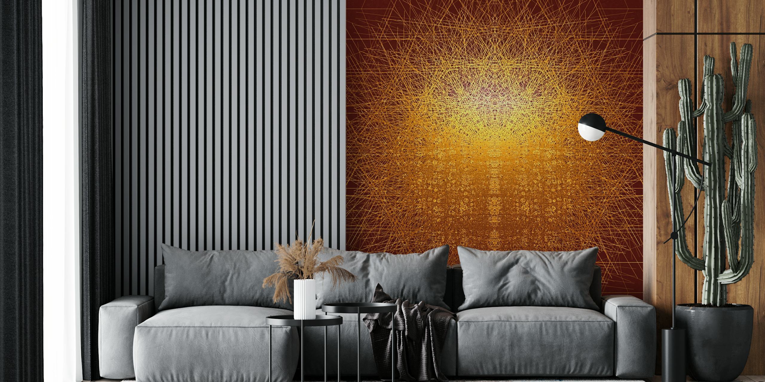 Golden abstract geometric pattern wallpaper