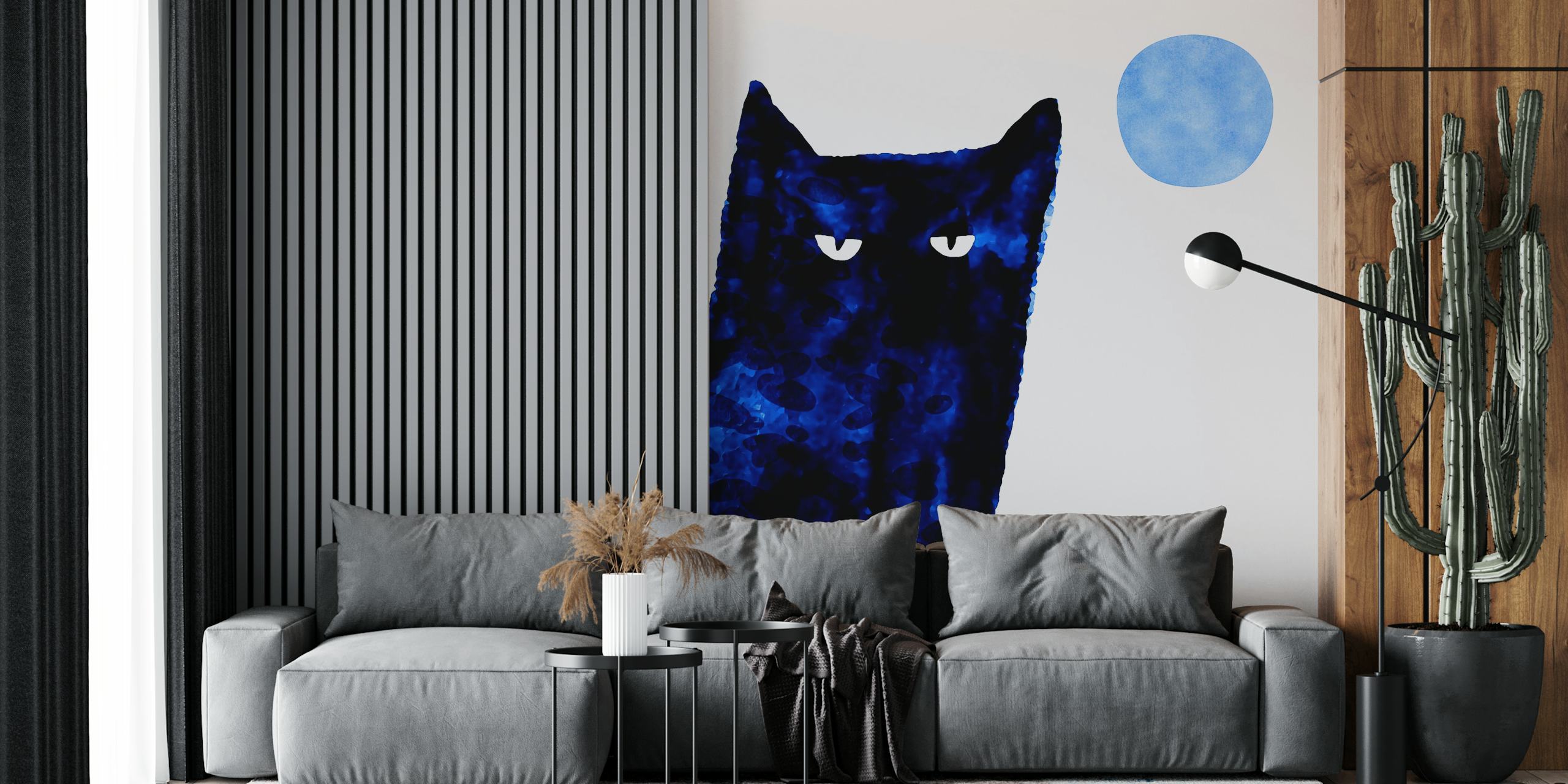 Carta da parati Moon Cat Minimalism in una stanza