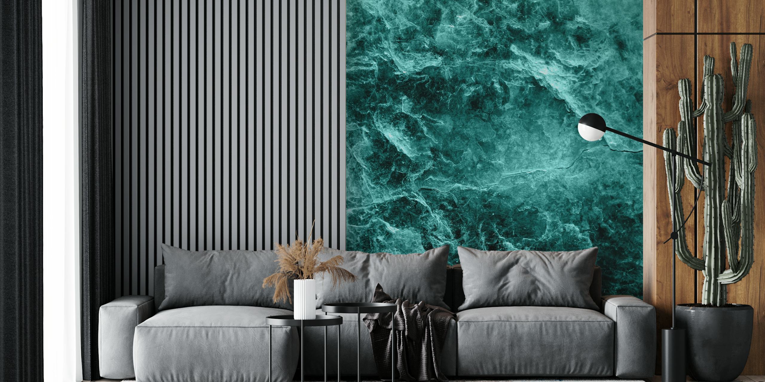 Enigmatic Deep Green Marble wallpaper in a room