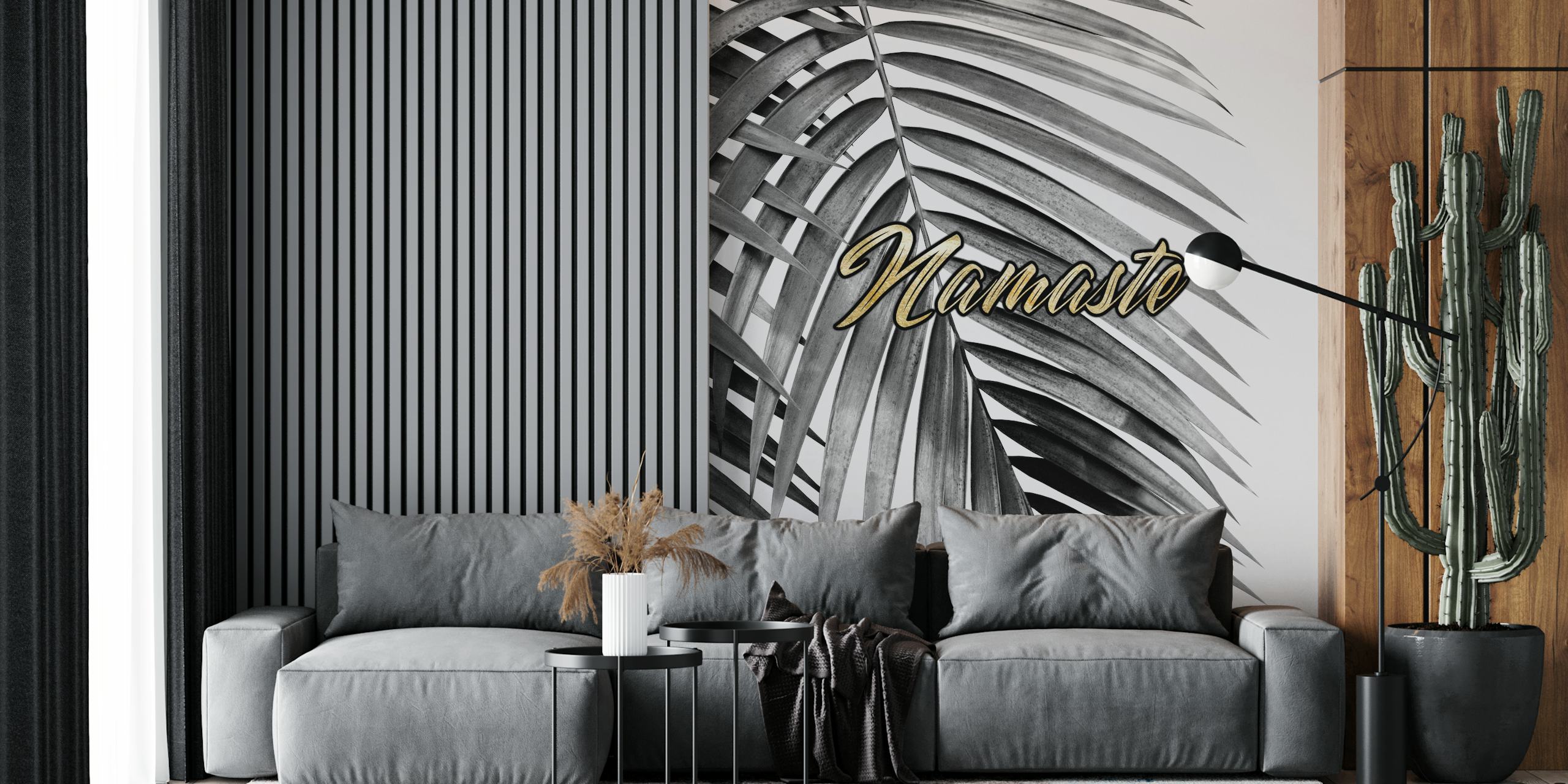Namaste Tropical Palm Leaf wallpaper in a room