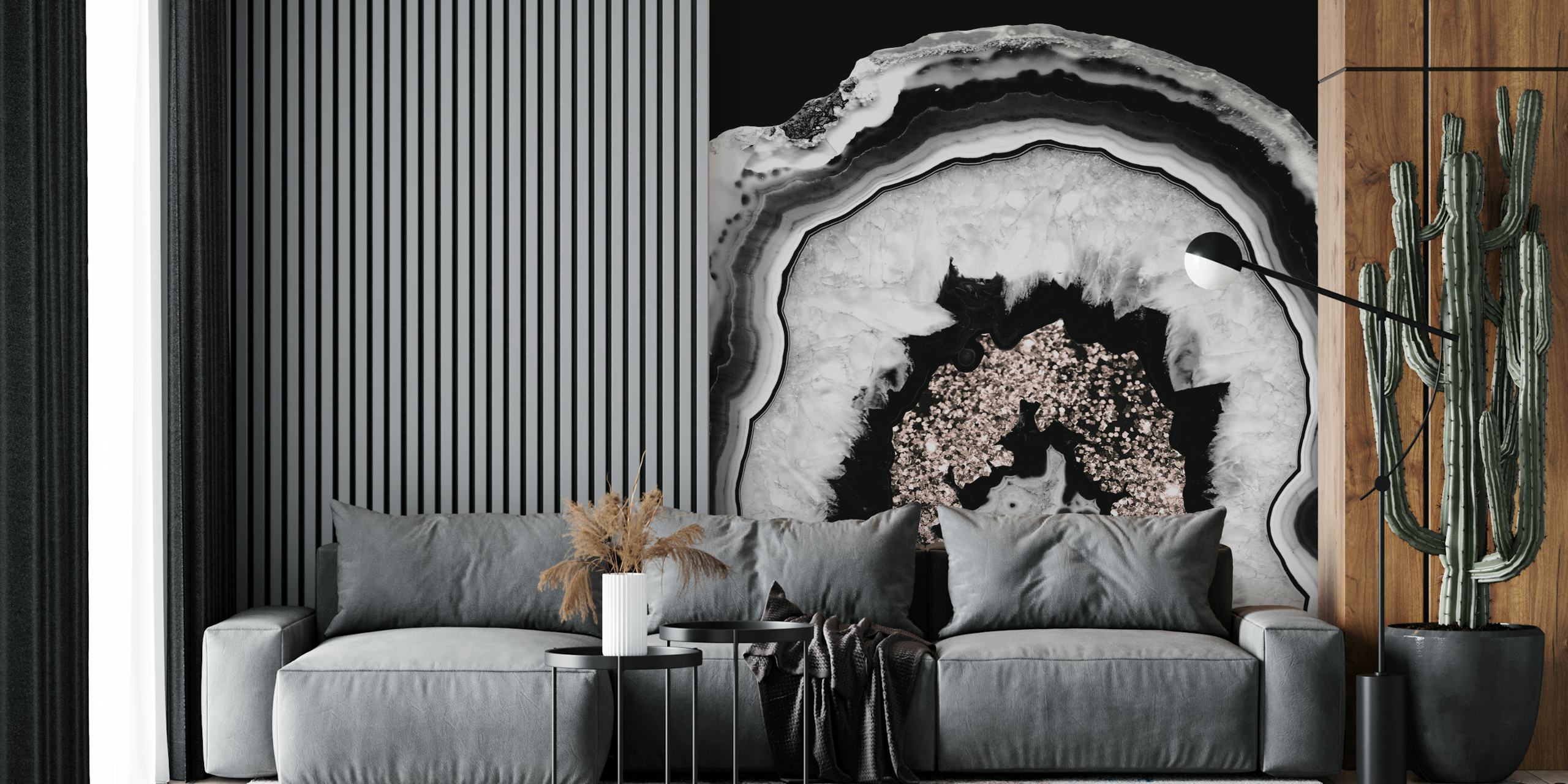 Gray Black Agate Glitter wallpaper in a room