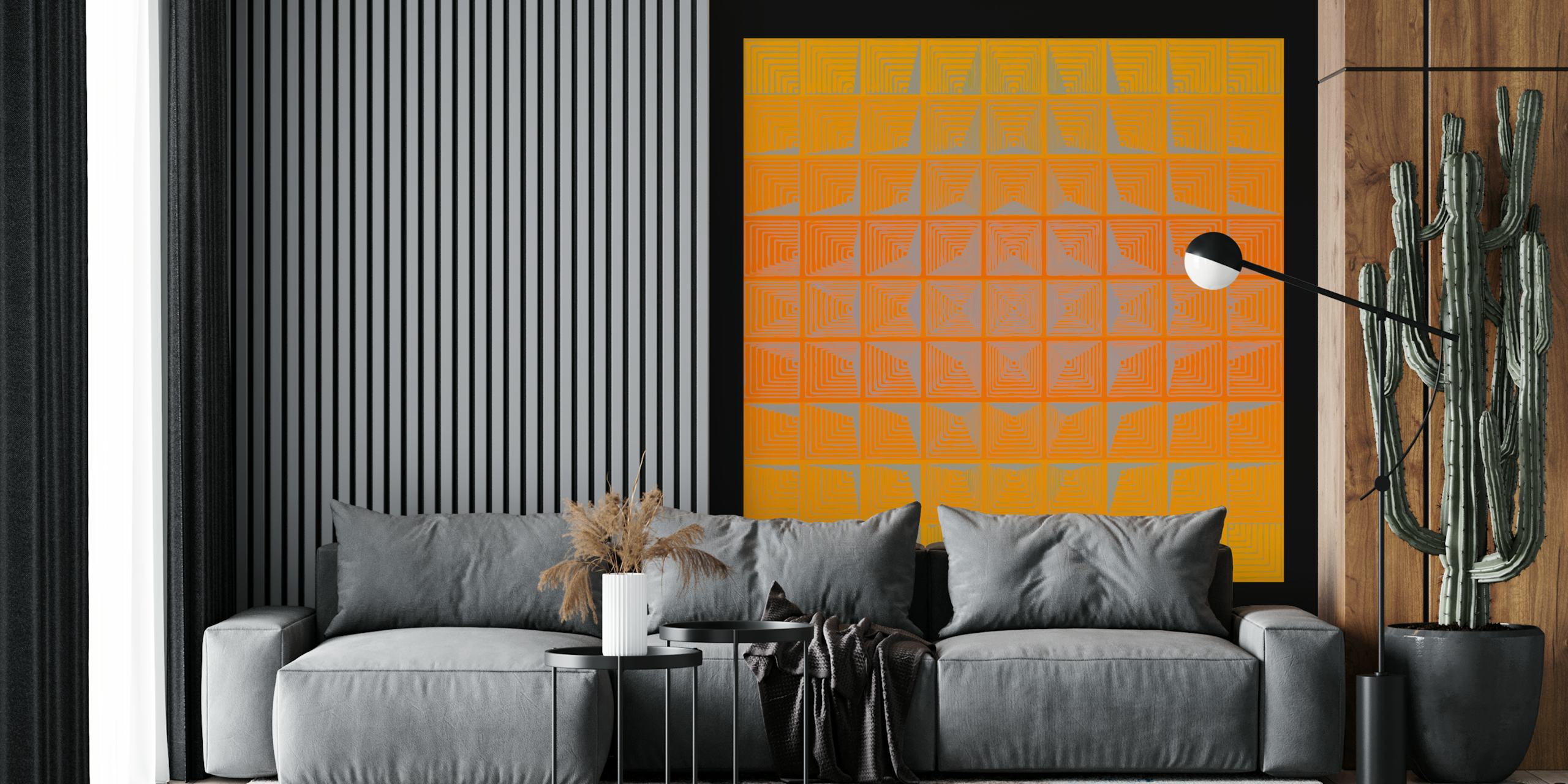Panton inspired Sunset behang in een kamer
