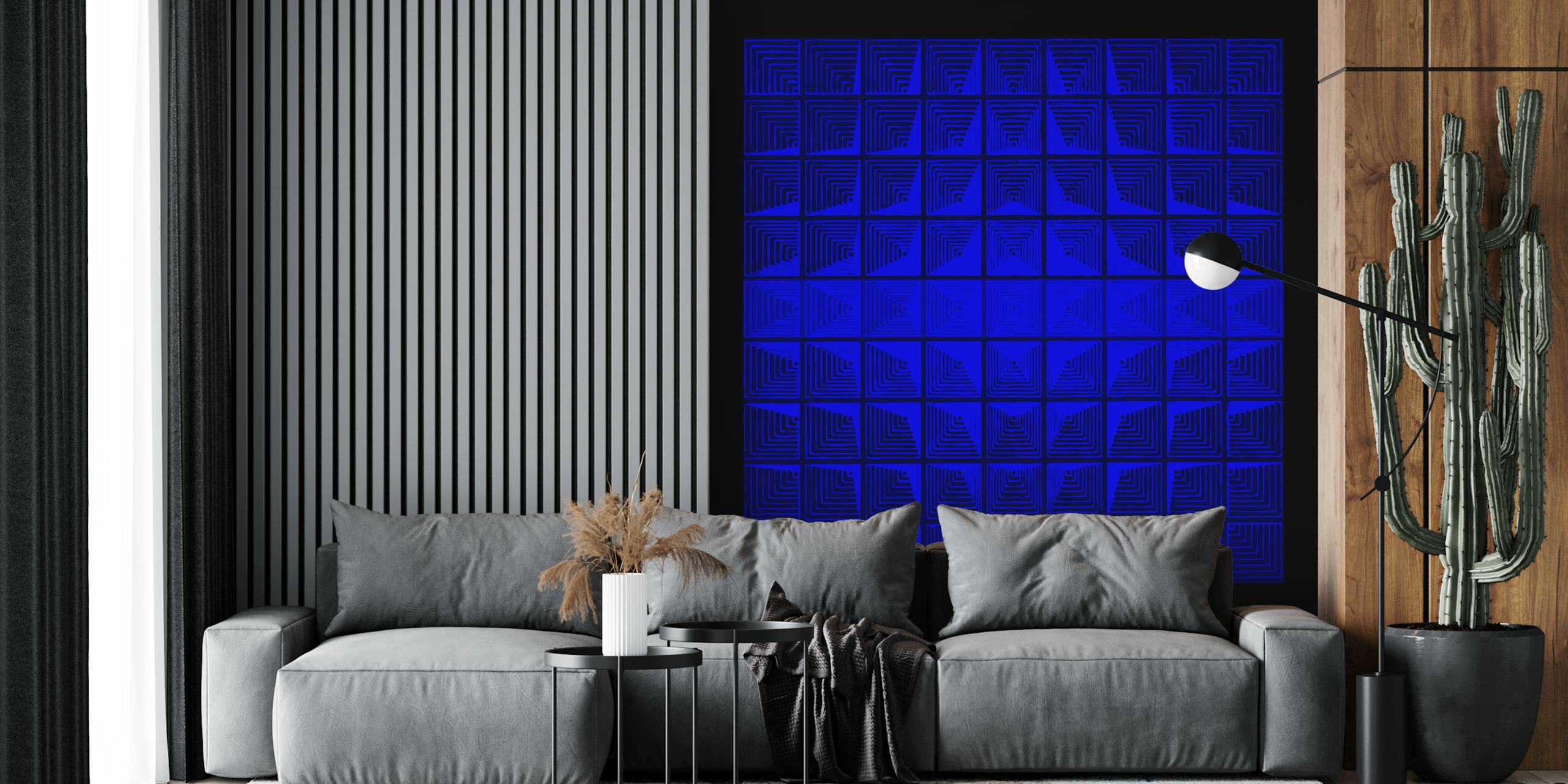 Elegant Verner Panton Retro Blue Wallpaper Design.