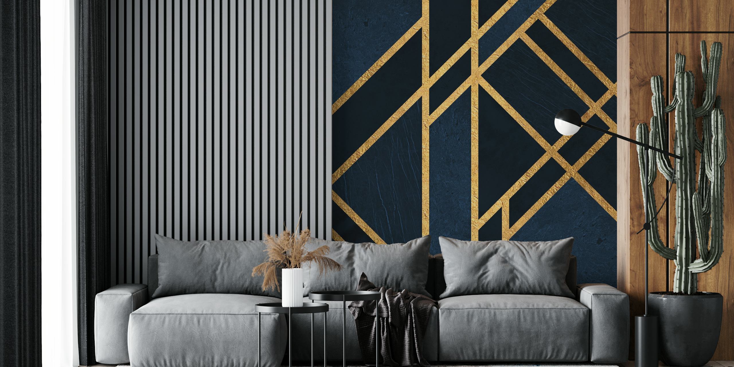 Art Deco Midnight Blue behangontwerp