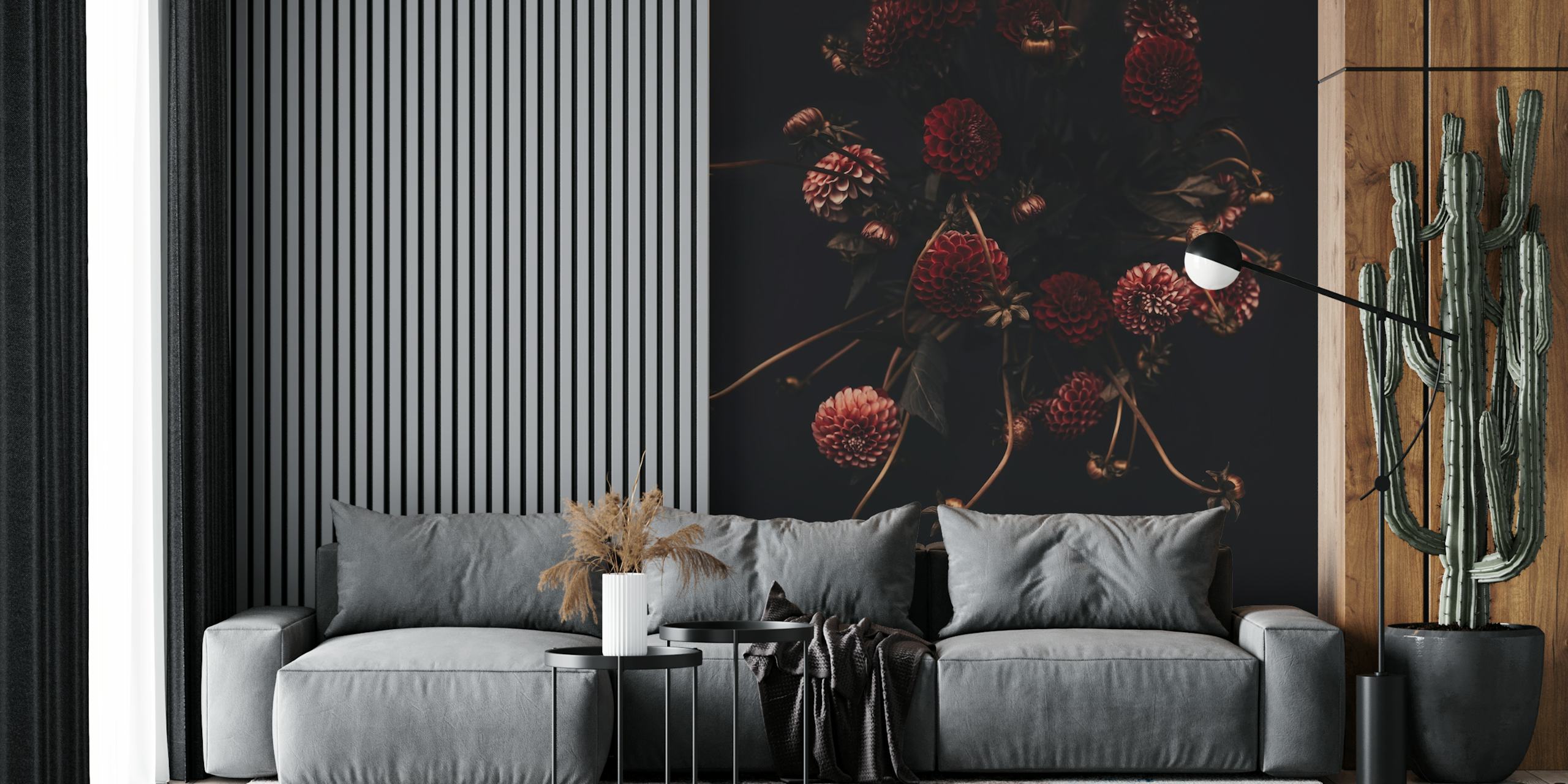 Red dahlias tapetdesign