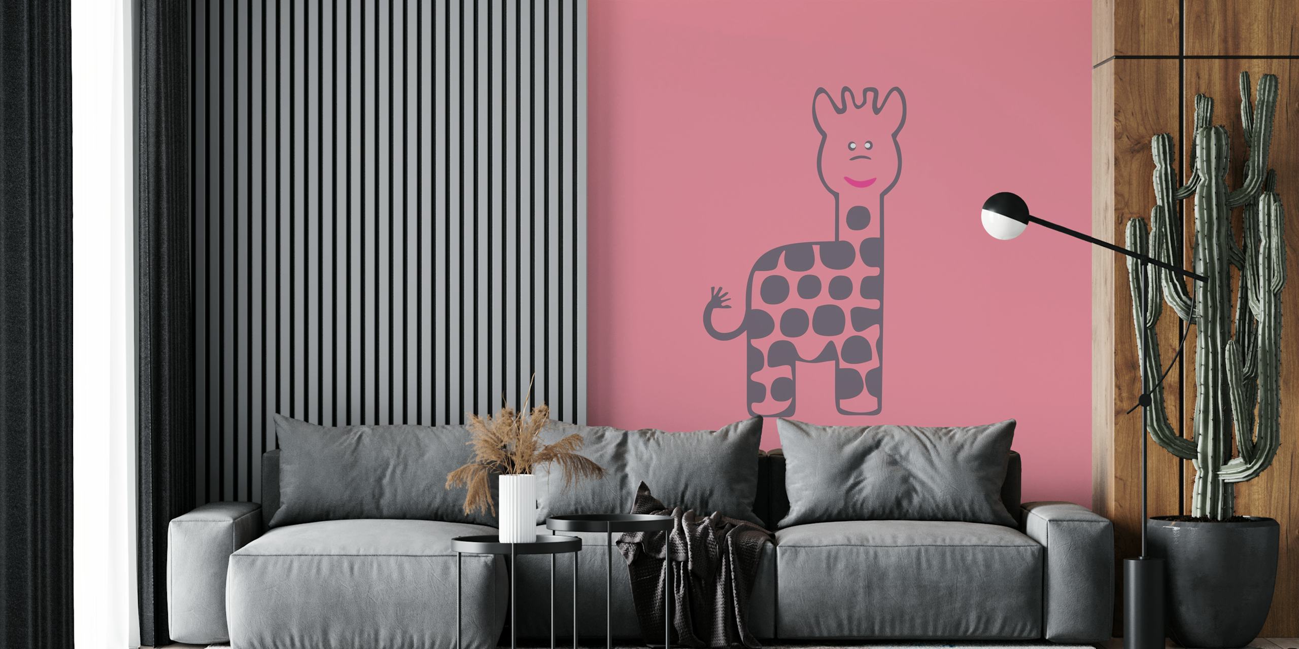 Giraffe behang in een stijlvolle kamer