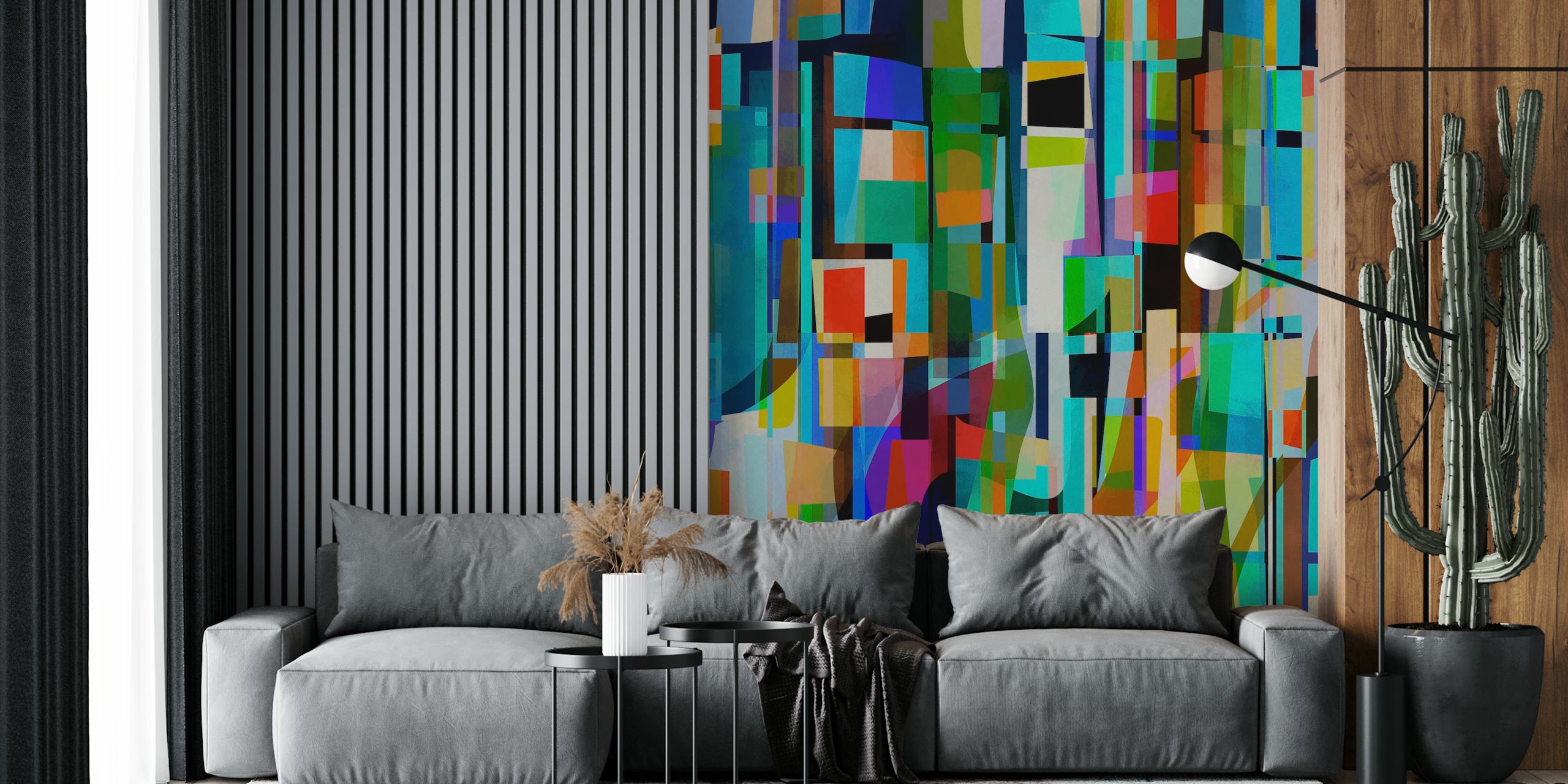 Colorful geometric abstract wallpaper with squares and rectangles