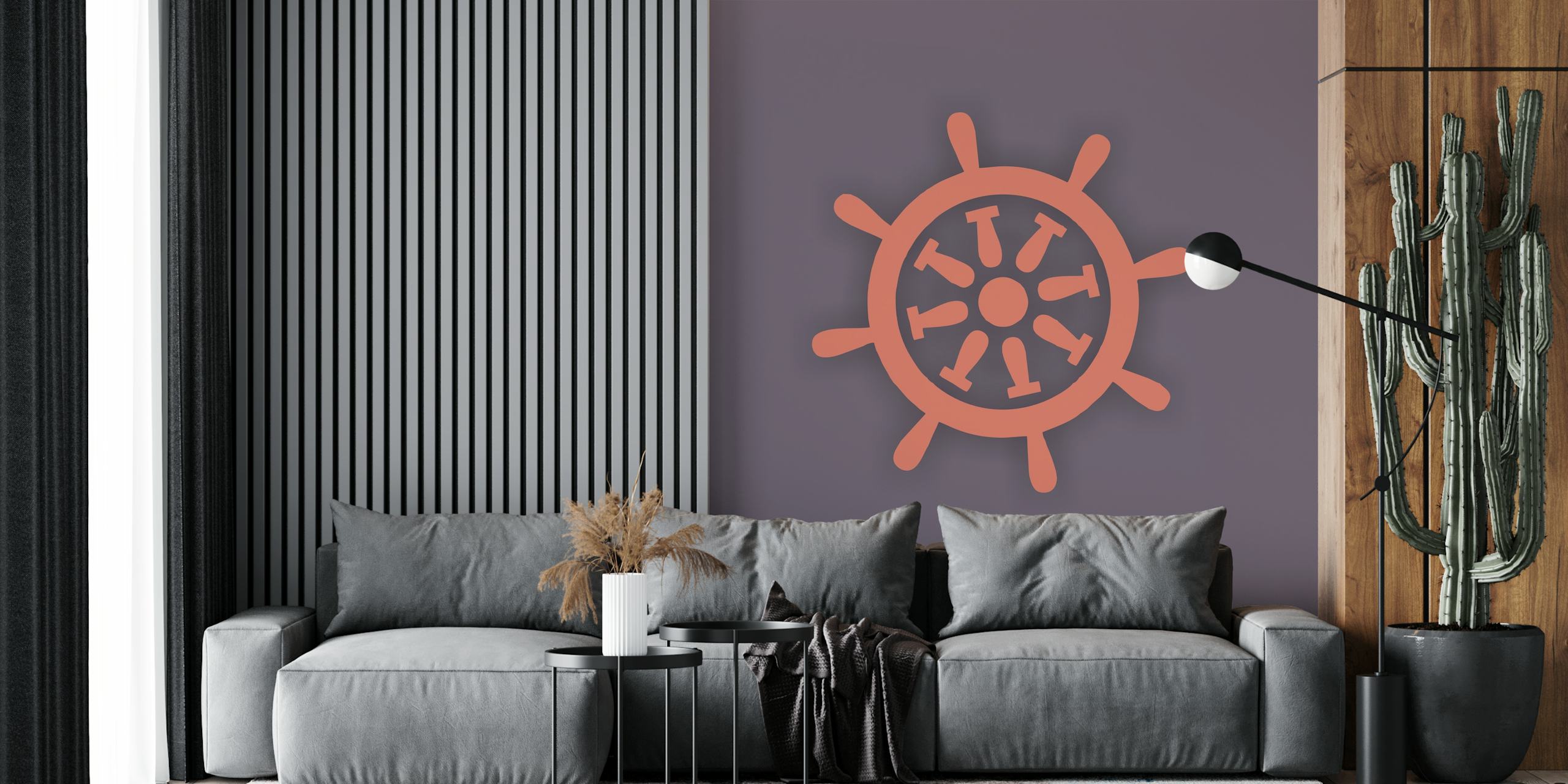 Graphite Rust Orange Rudder wallpaper in a room