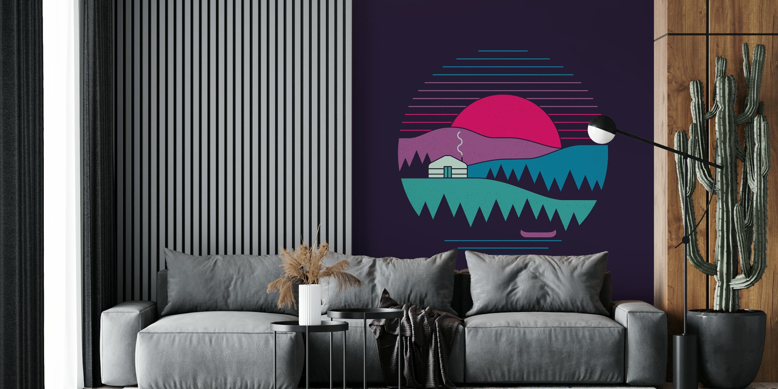 Colorful landscape wallpaper for interior decor