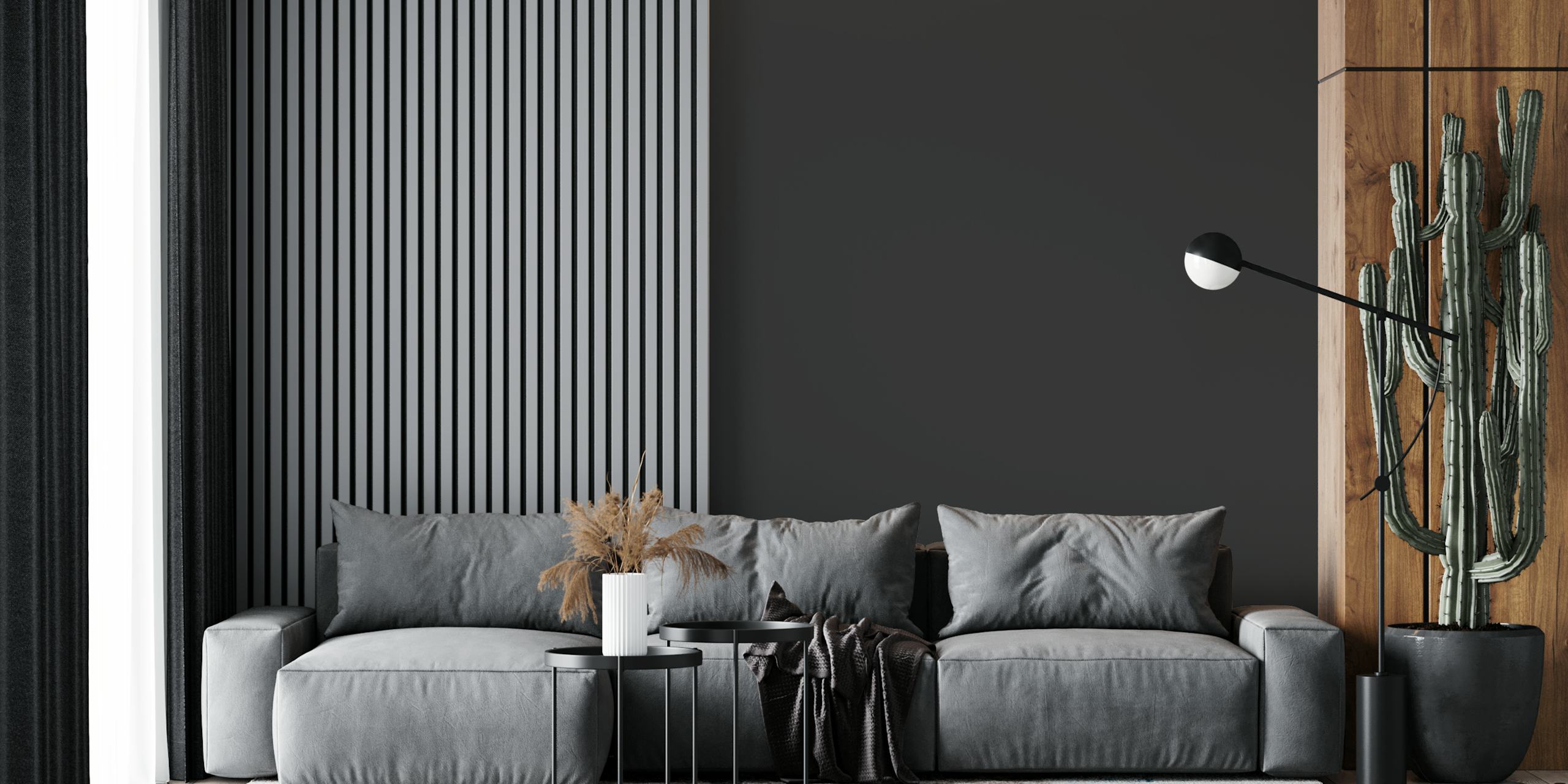 Light black wallpaper in modern room setting