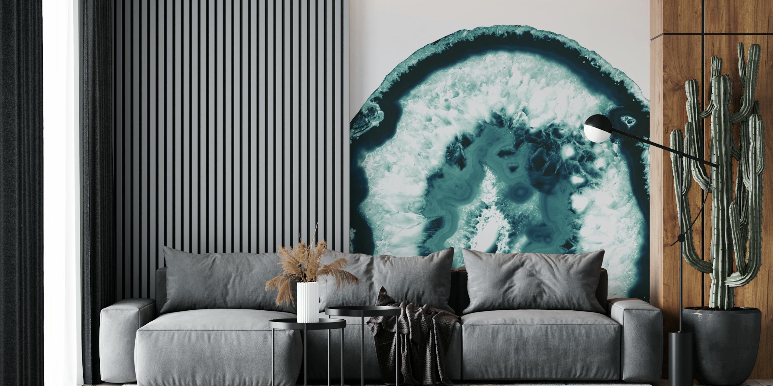 Teal agate pattern with white highlights wallpaper