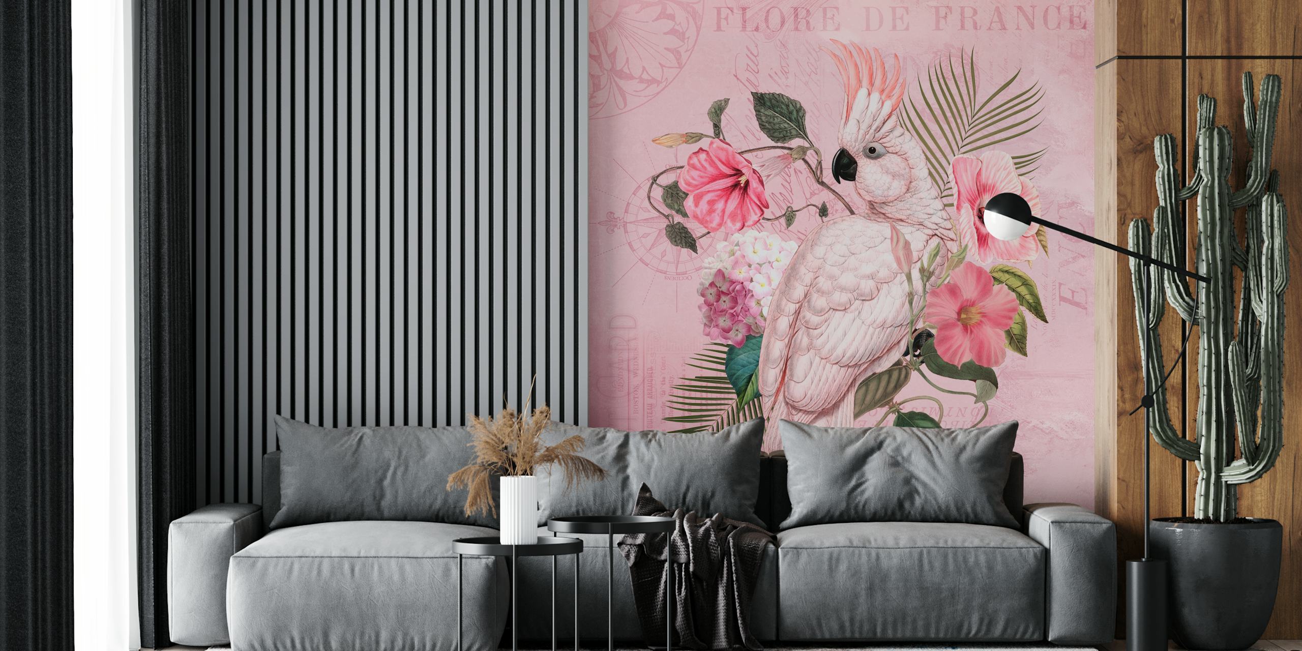 Cockatoo Vintage Nostalgia Pink tapet i et rum