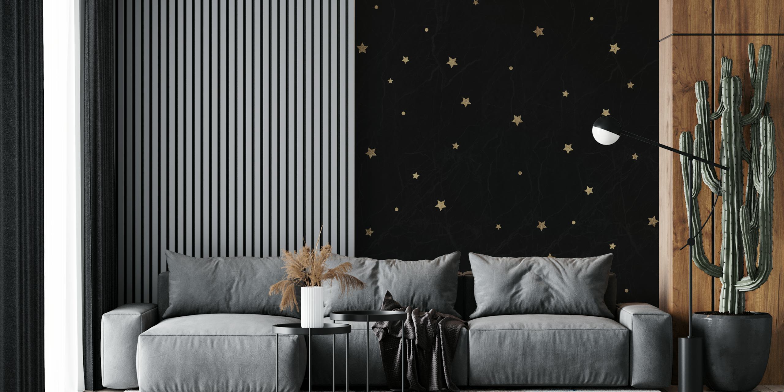 Papel tapiz Black Night Sky en un dormitorio