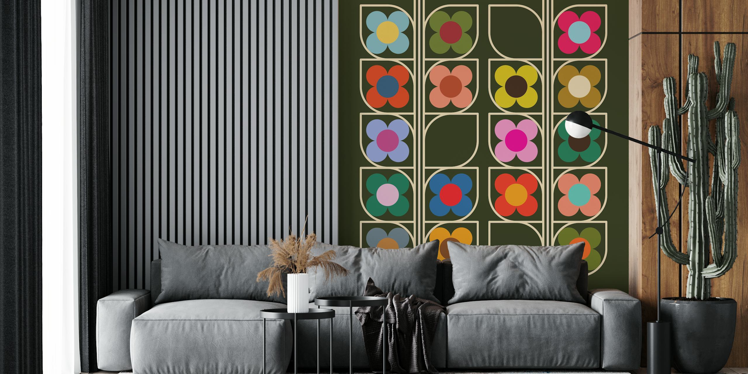 Triple Vine Bloom kukkakuvio tapetti huoneessa