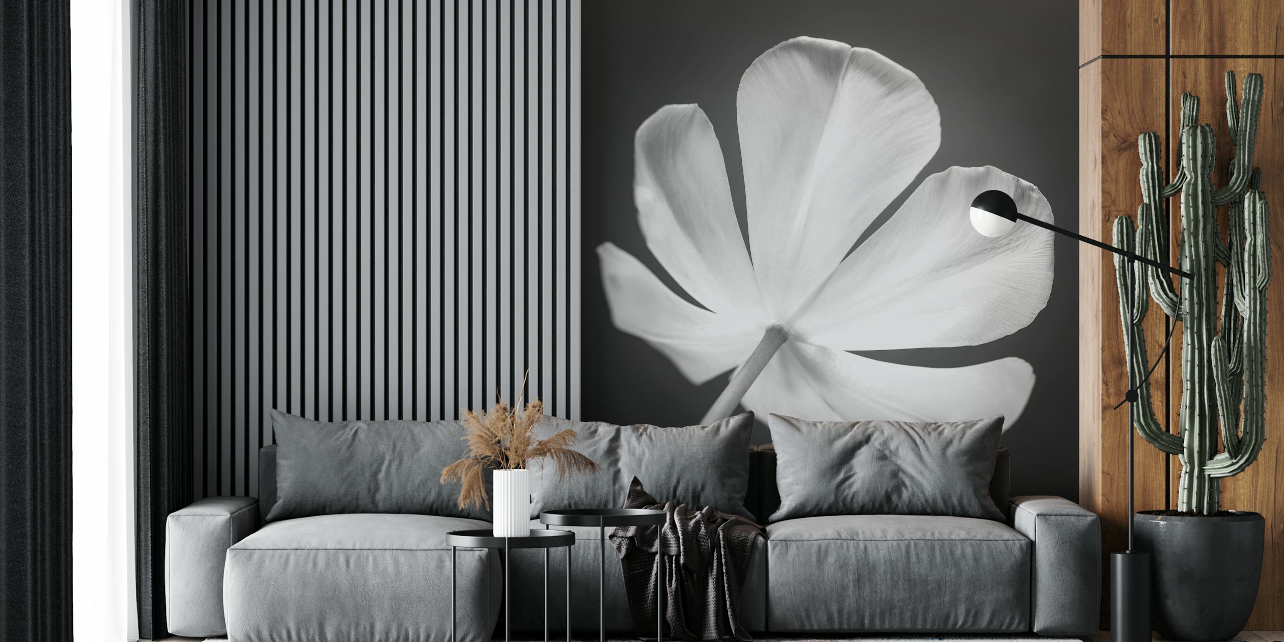 Black and white floral petal design wallpaper