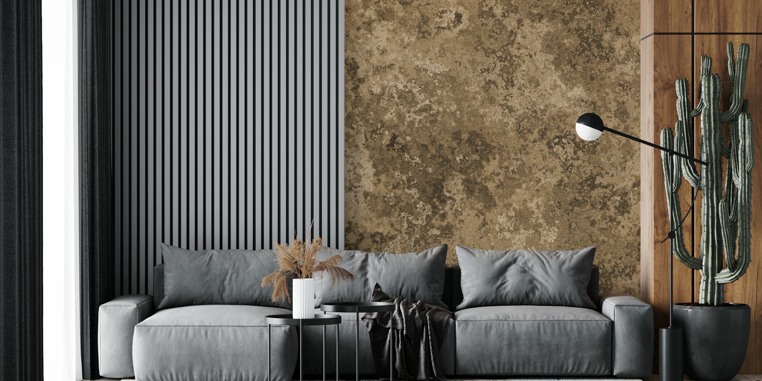 Earthy sepia brown moss texture wall mural