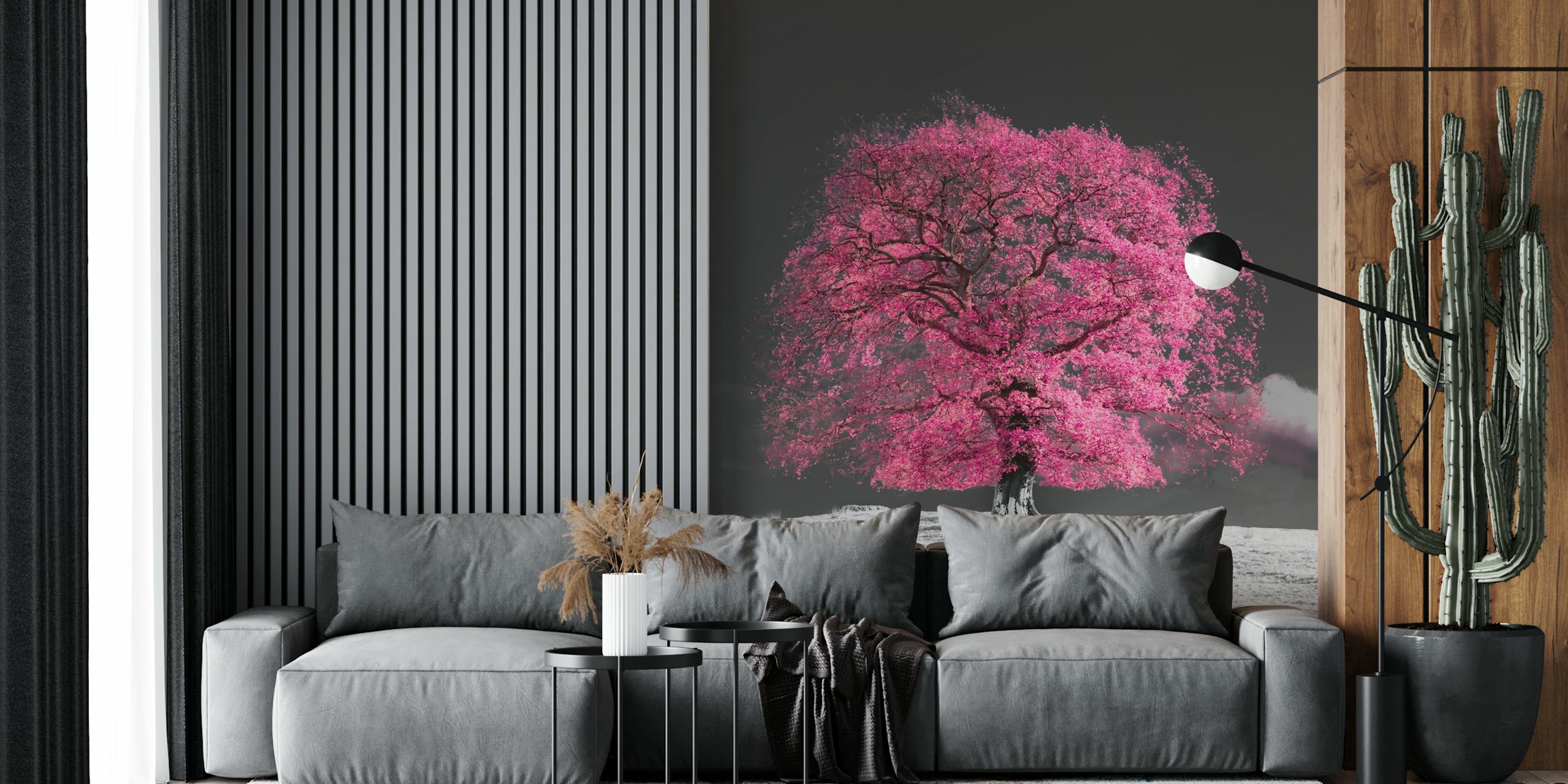 Papier peint Pink Tree dans une pièce