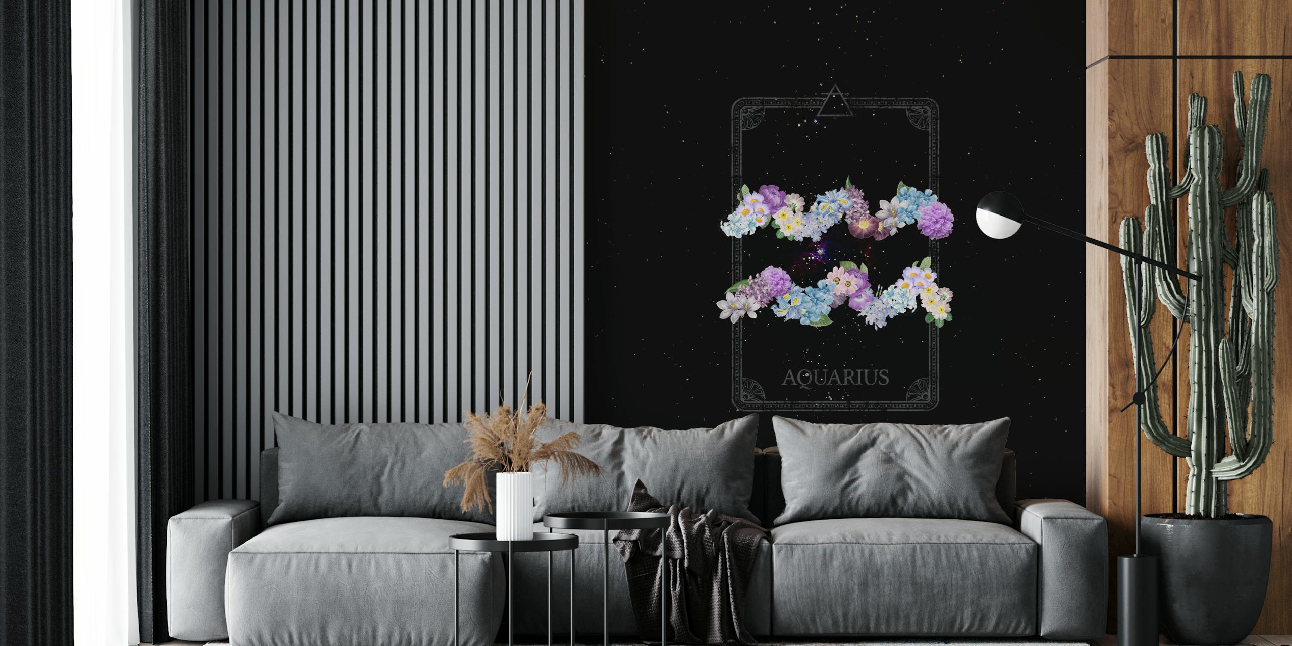Papel pintado Floral Zodiac Sign Aquarius en una habitación