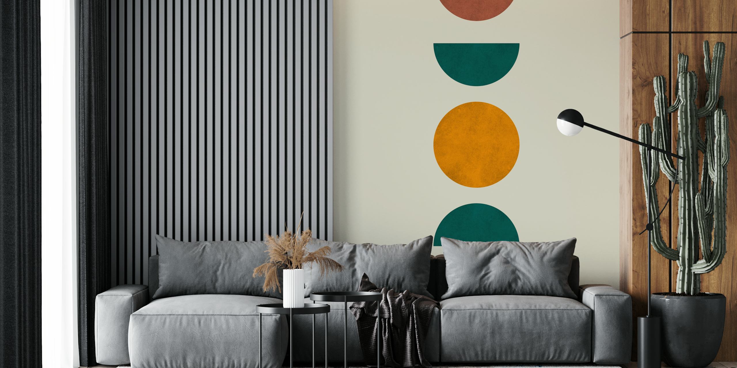 Moon phases wallpaper in a stylish room