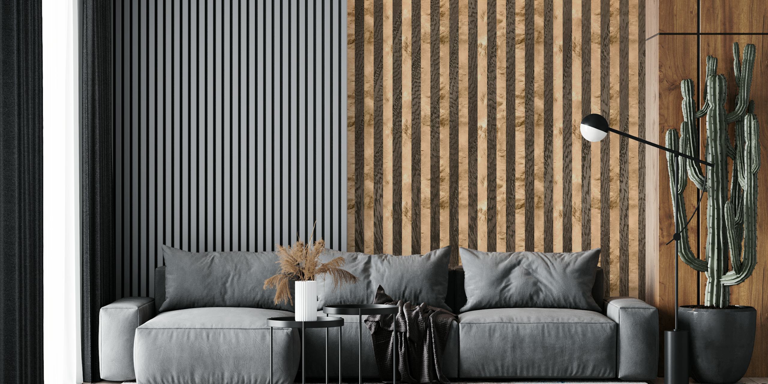 Ταπετσαρία Rose Gold & Wood Stripes σε ένα δωμάτιο