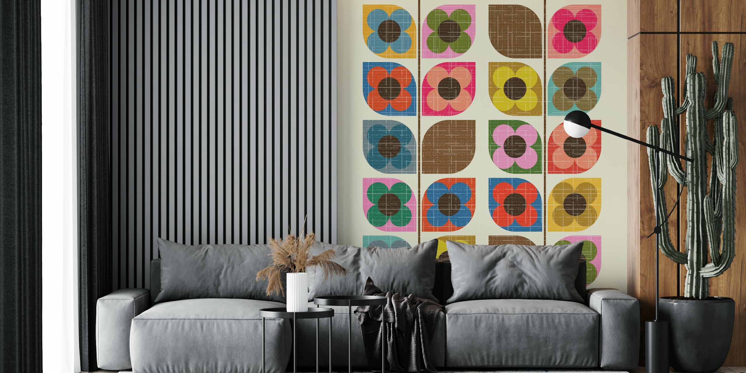 Textured Bloom Vine tapet i ett rum