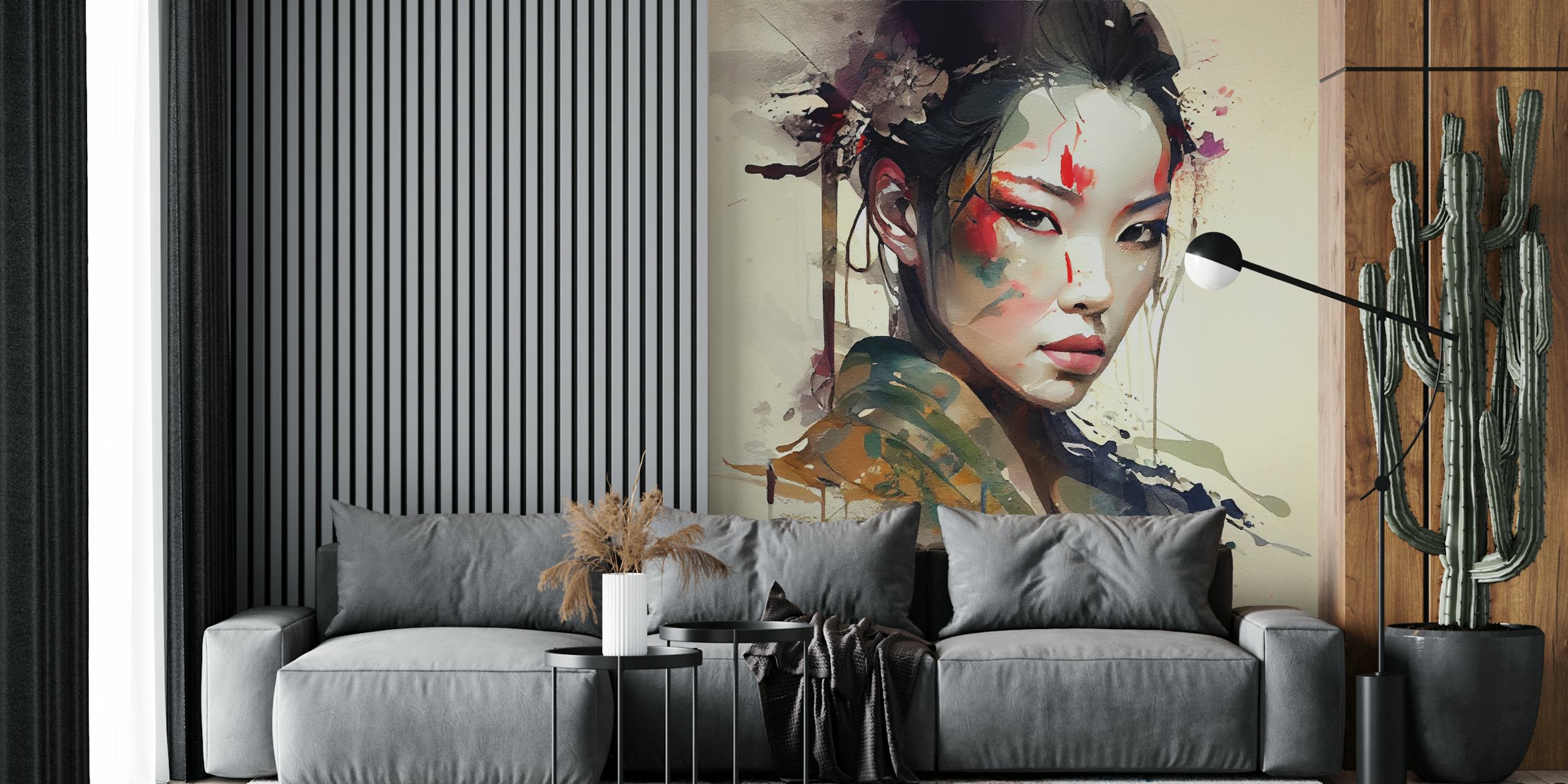 Tapeta Powerful Warrior Geisha v pokoji