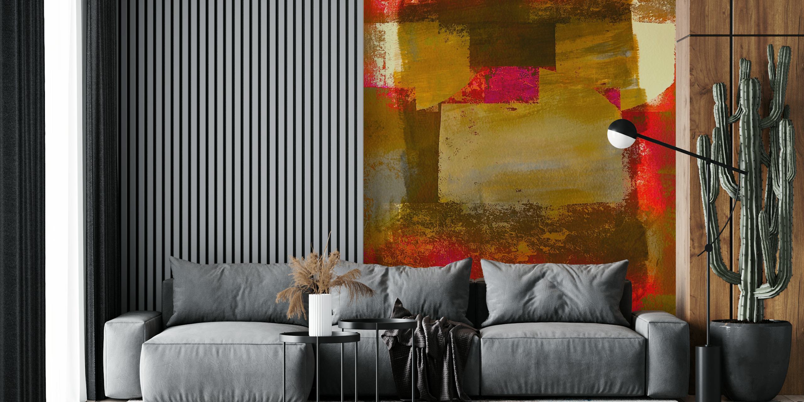 Papier peint Ochre Bauhaus Surface Design dans une pièce