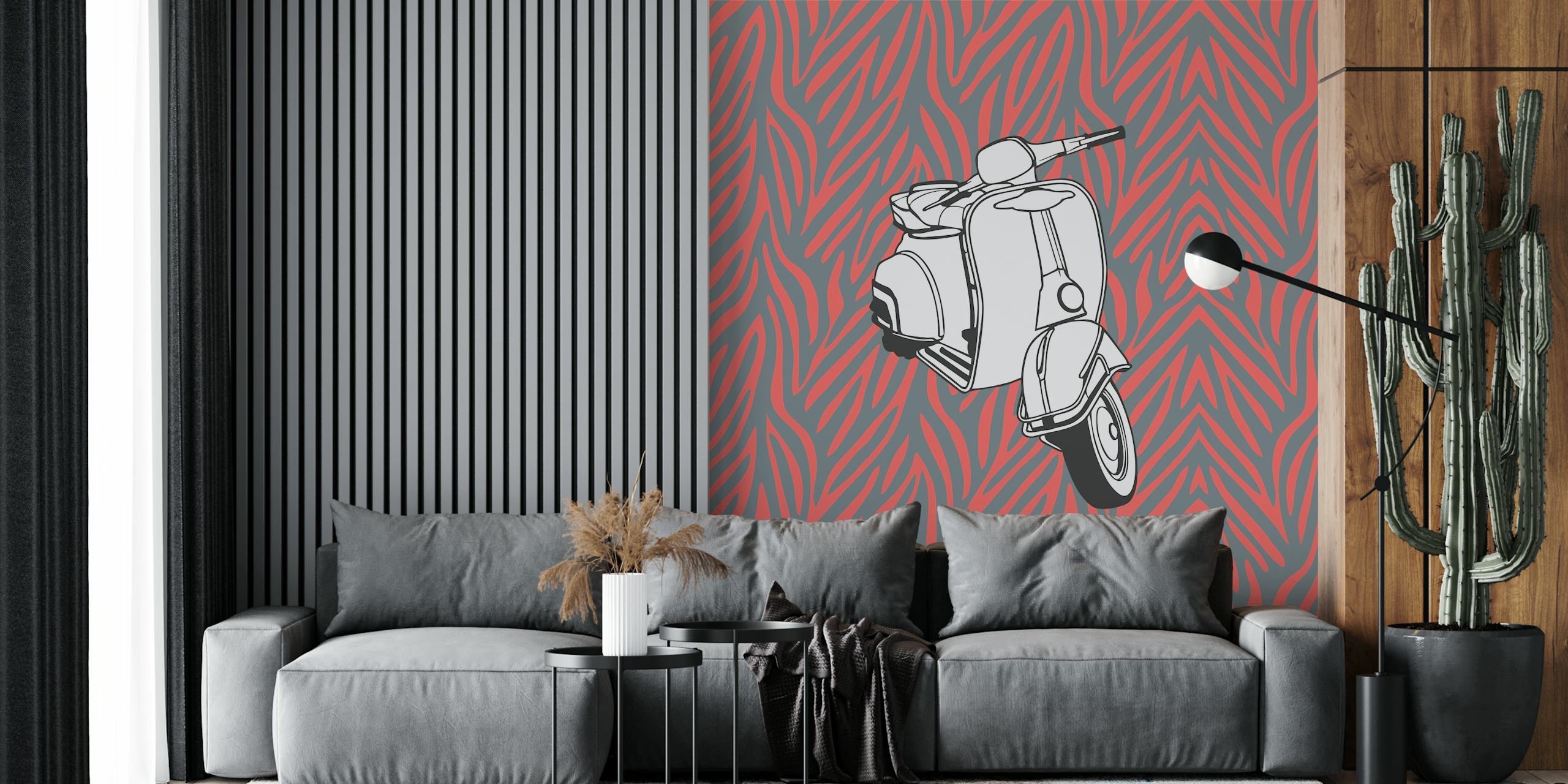 Vespa bike na tapeti s uzorkom životinje