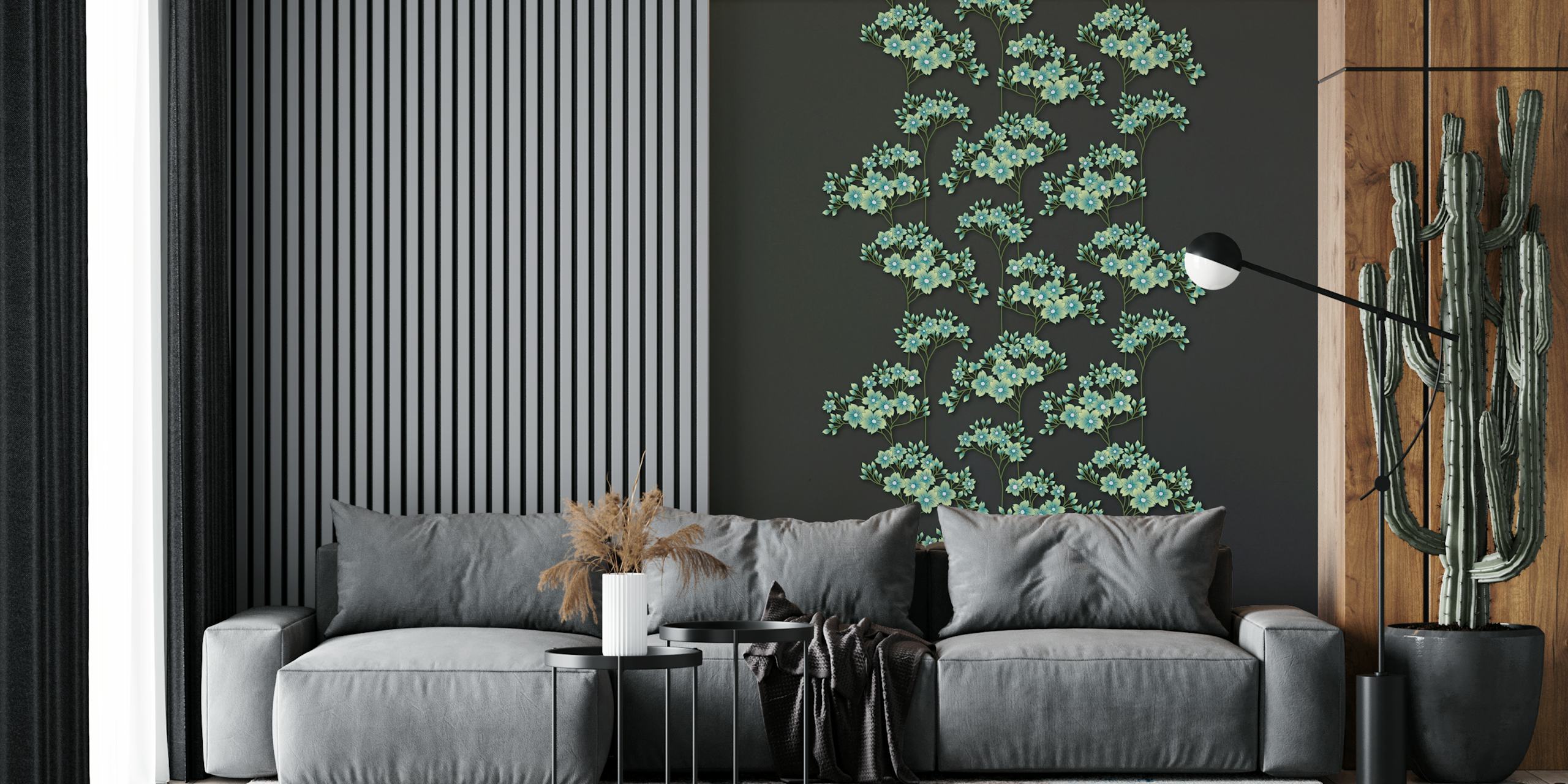 Blue Blossoms on Blackboard σχέδιο ταπετσαρίας