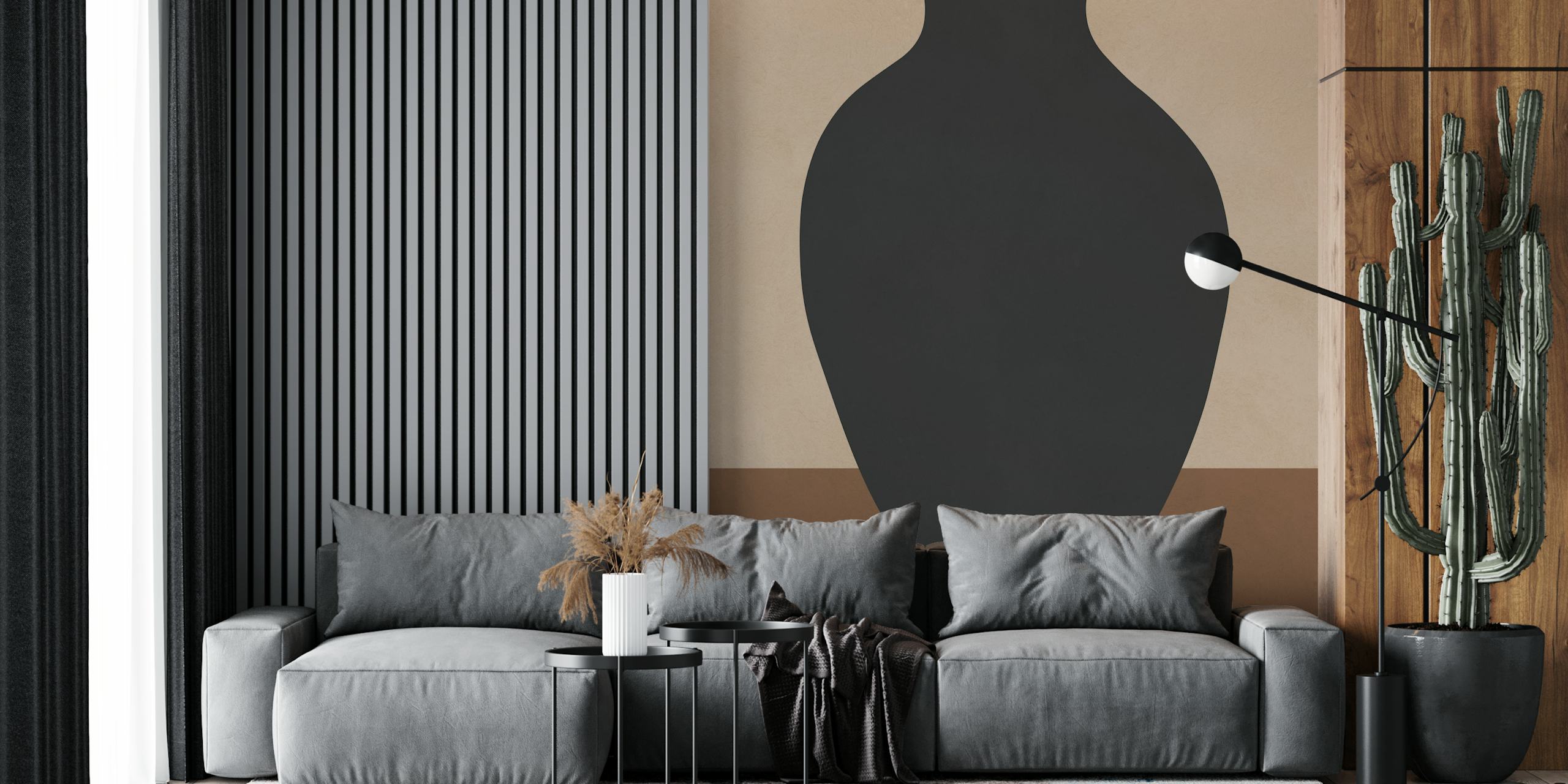 Vase illustration behang in moderne interieur
