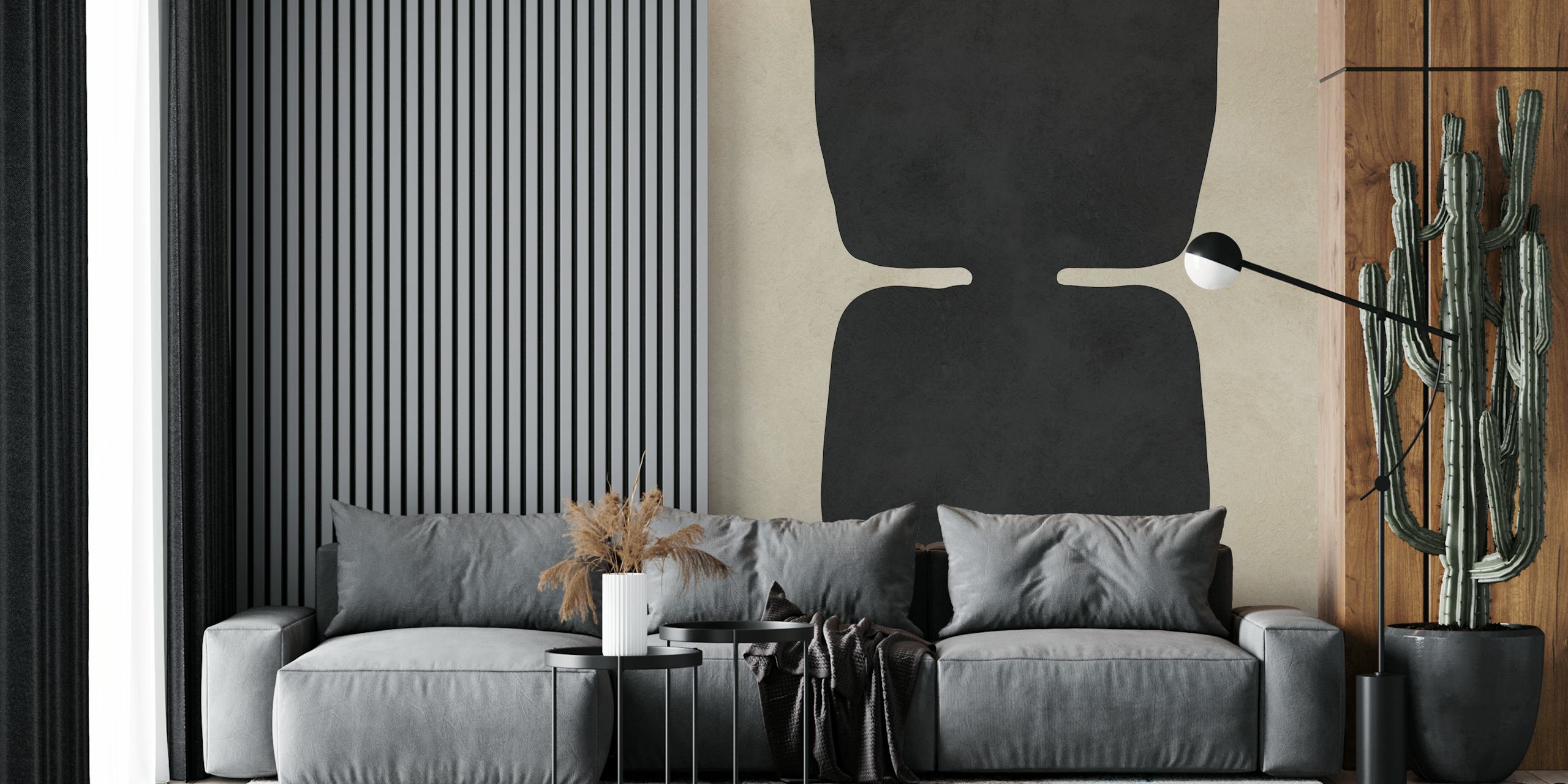 Geometric modern art wallpaper in a room