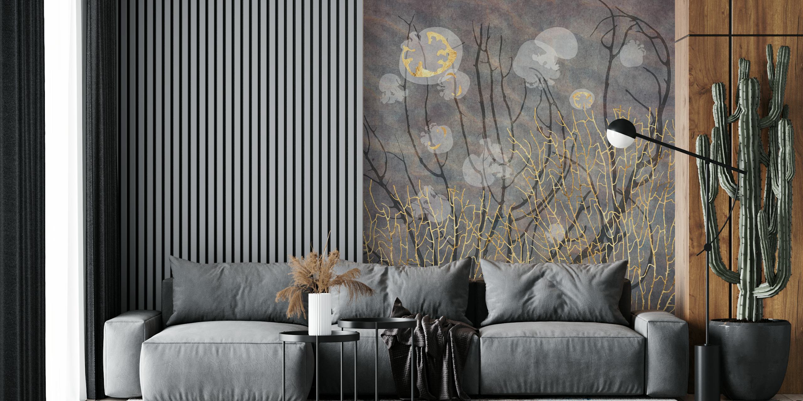 Sea Fan and Jellyfish wallpaper in lavender