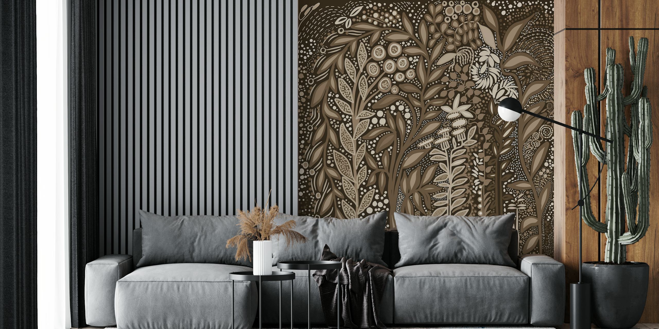 Fauna Verdigris tapetti huoneen asetelmassa