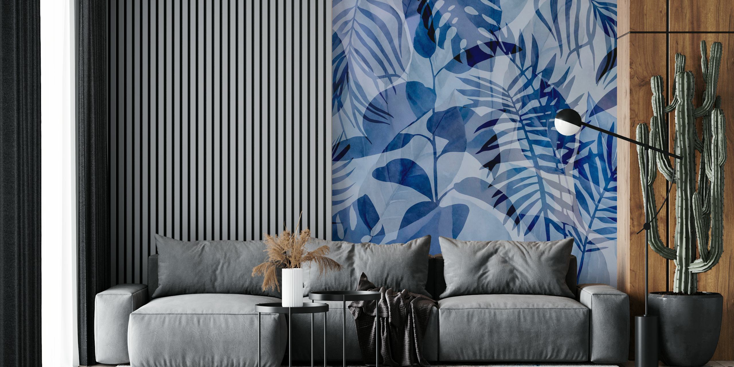 Blue Jungle Palm Cove wallpaper in a room
