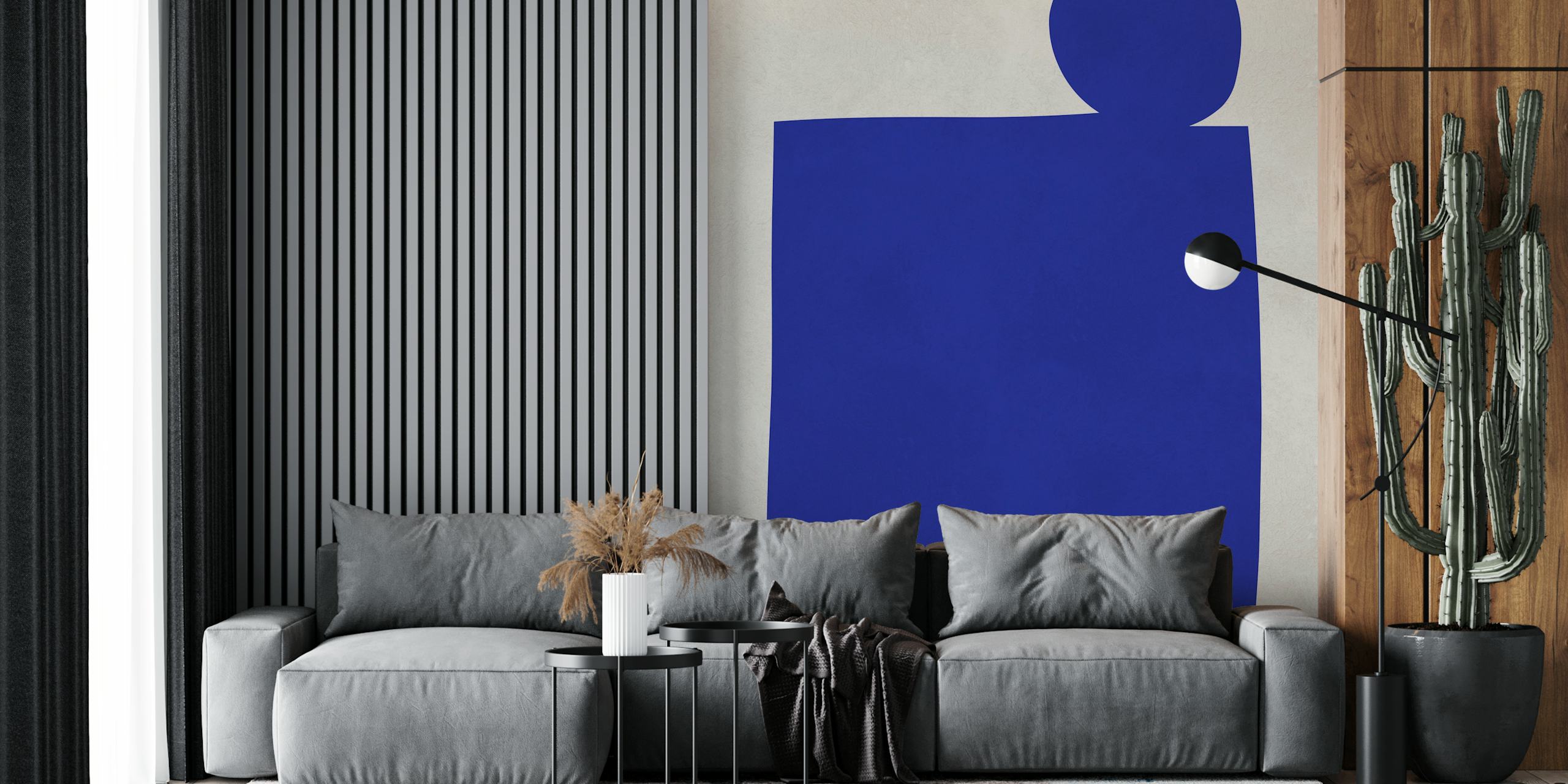 Cobalt blue abstract wallpaper design in a room