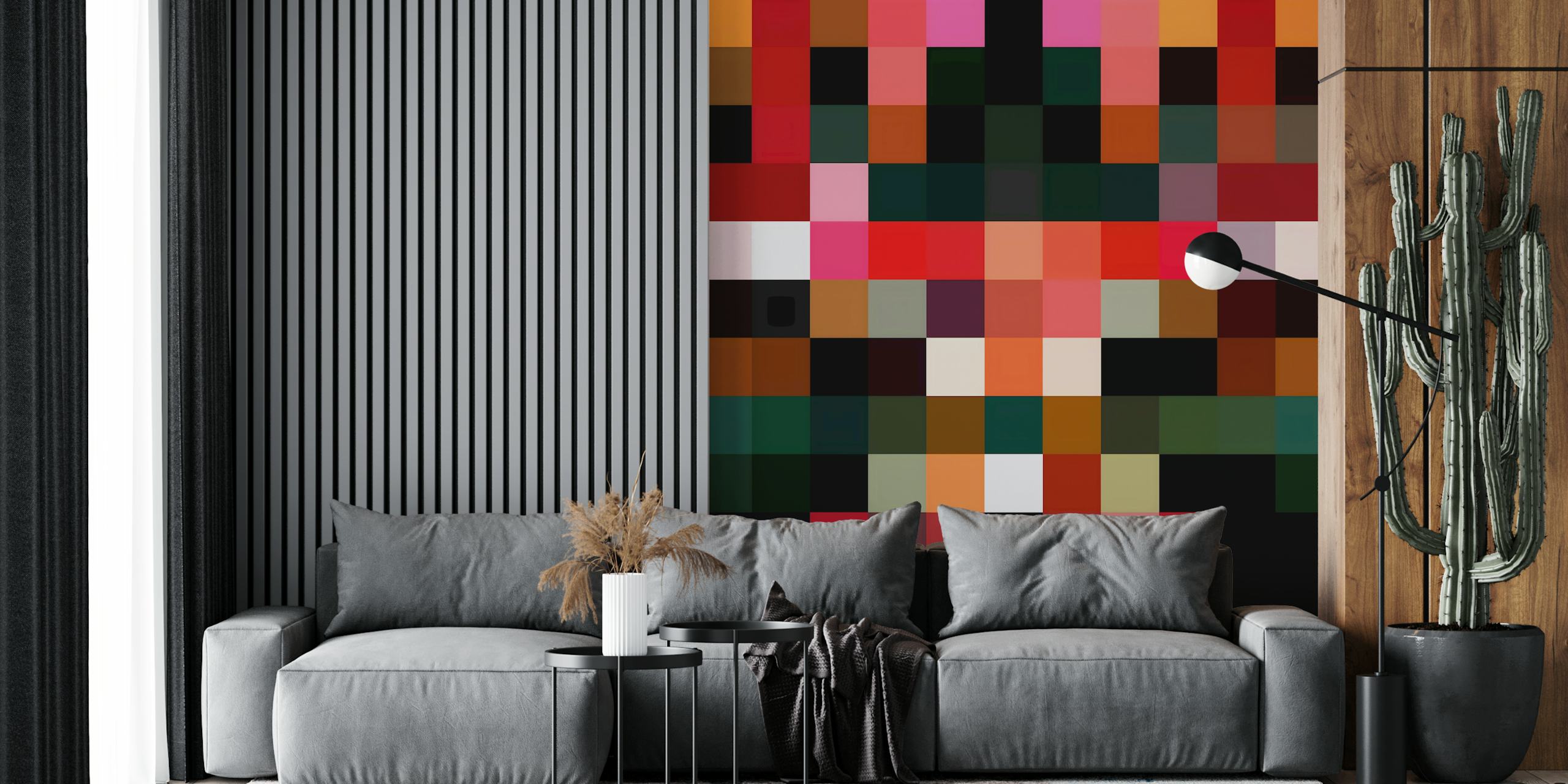 Colorful abstract artwork with vibrant hues of red, pink, and green wallpaper