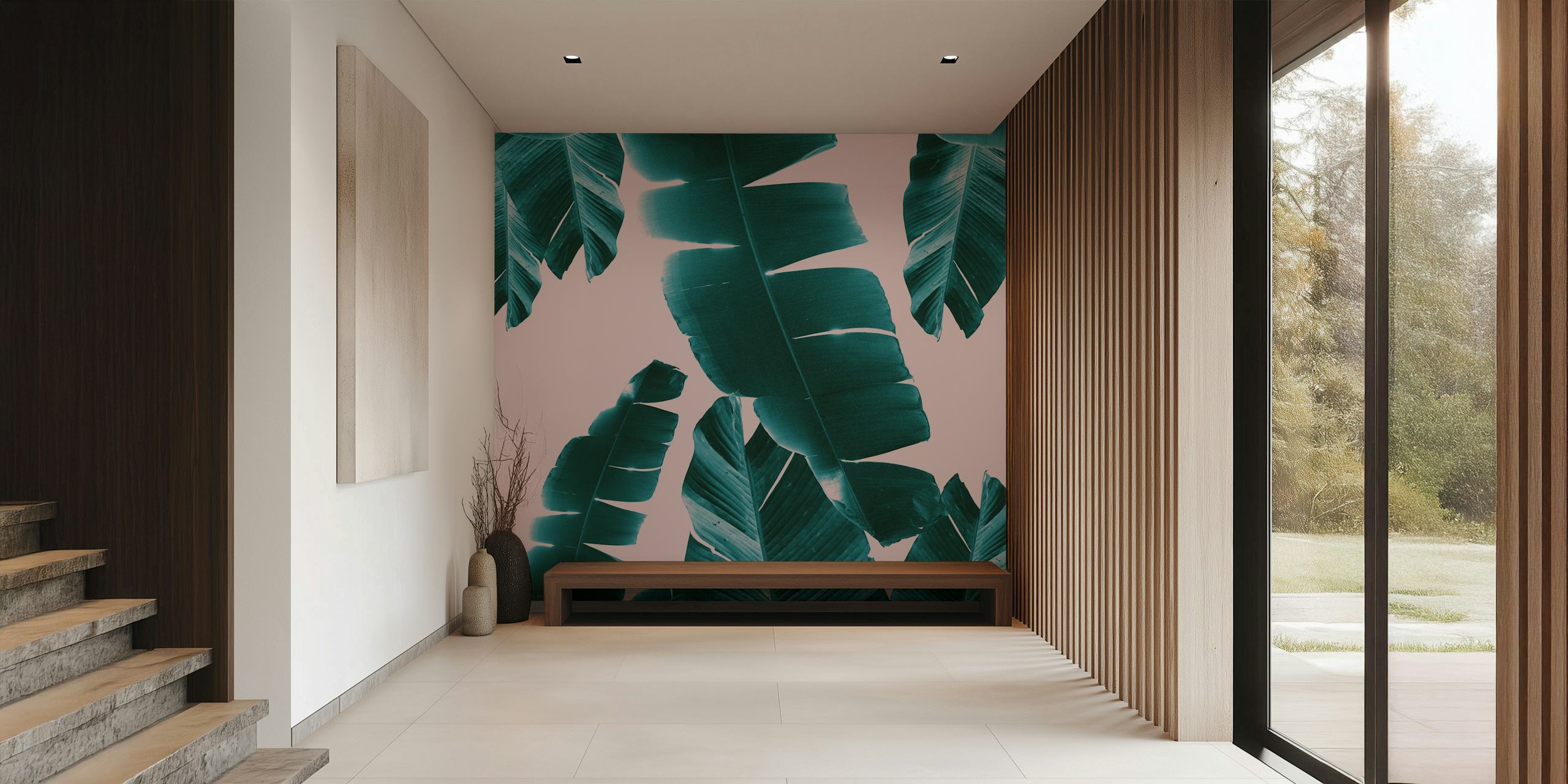 Banana Leaves Summer Vibes wallpaper in a room