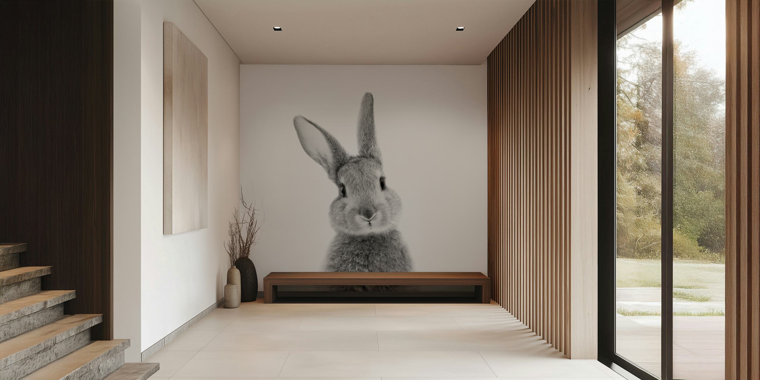 Black and white bunny portrait wallpaper