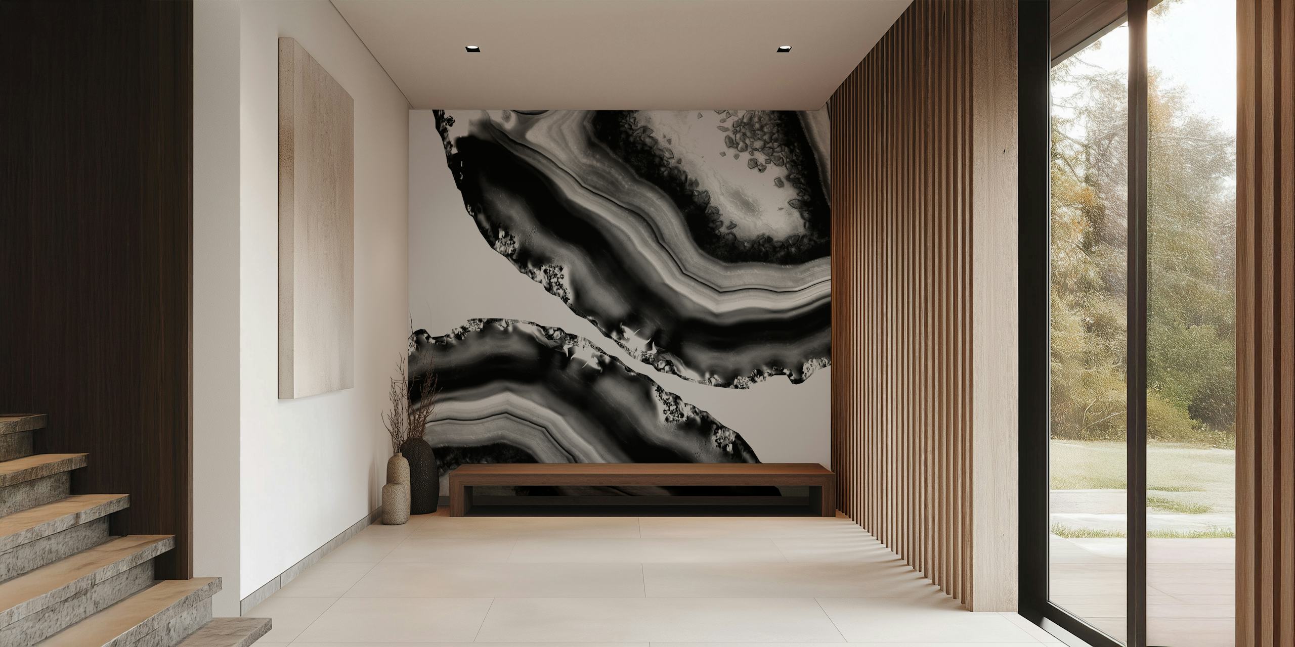 Elegant gray, black, and white agate pattern wall mural