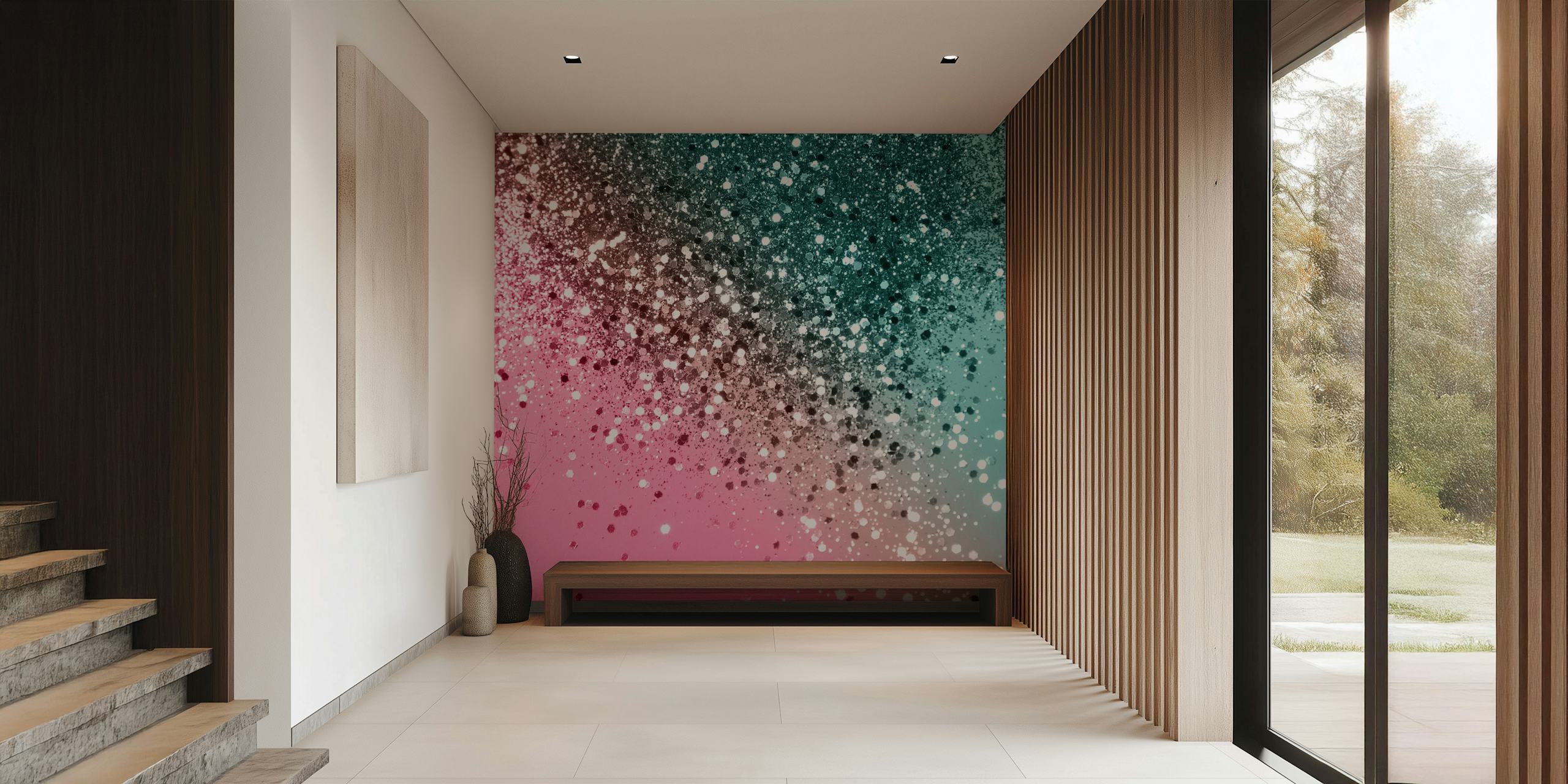 Tropical Watermelon Glitter Tapete in einem Raum