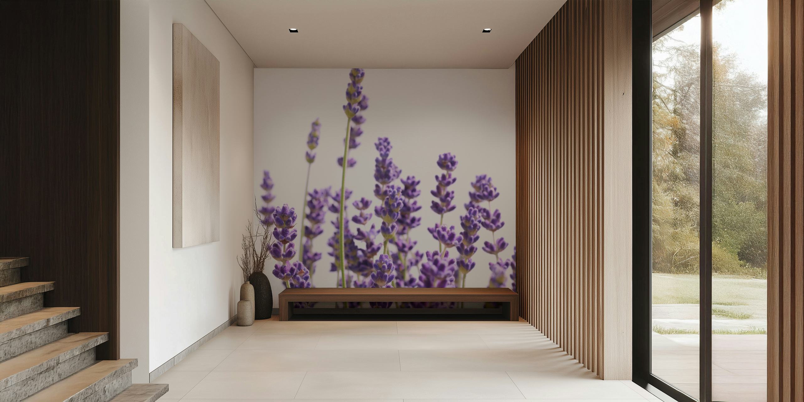Purple lavender flowers against a light background wallpaper