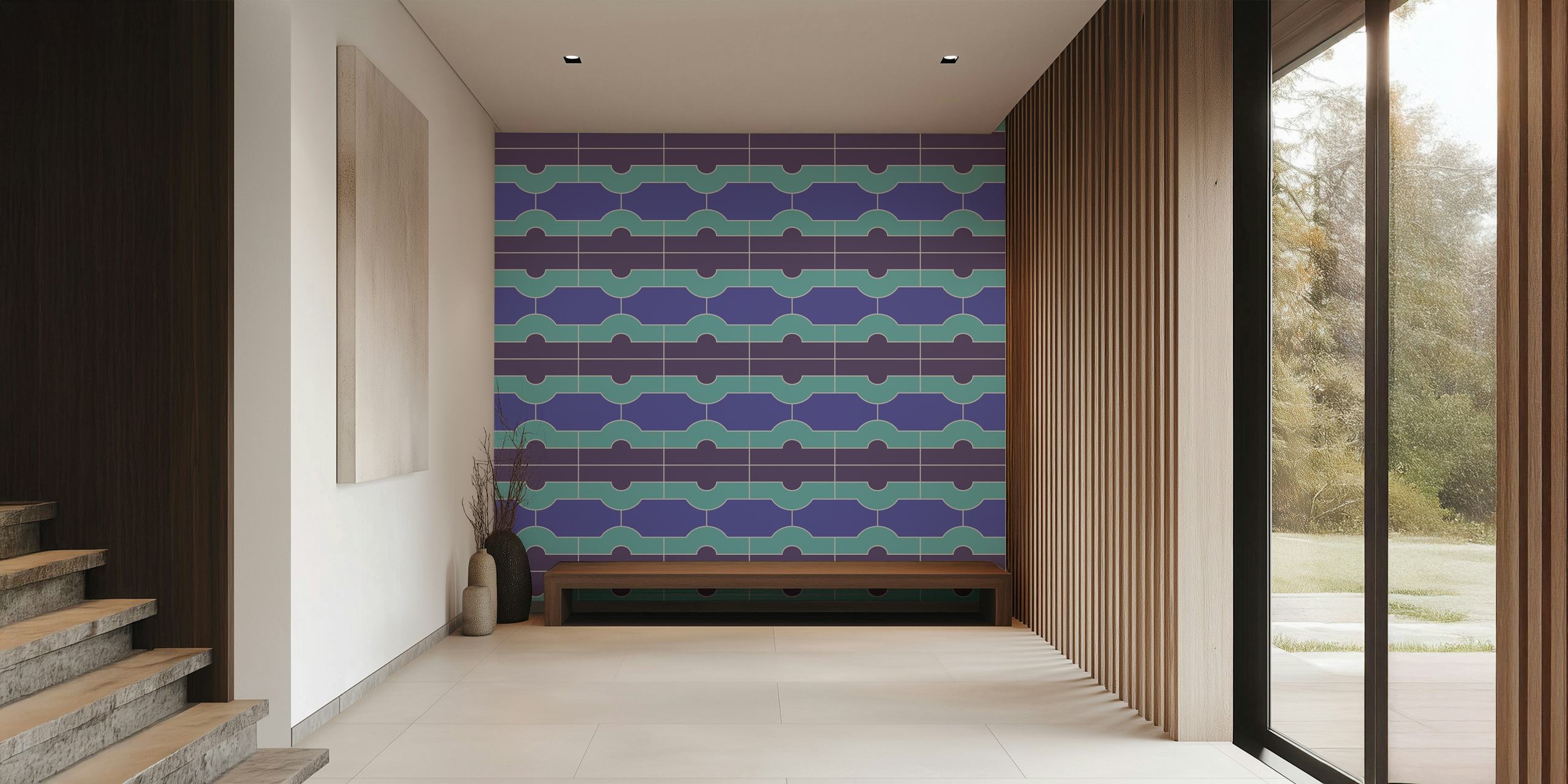 Geometric pattern in purple and blue tones wallpaper