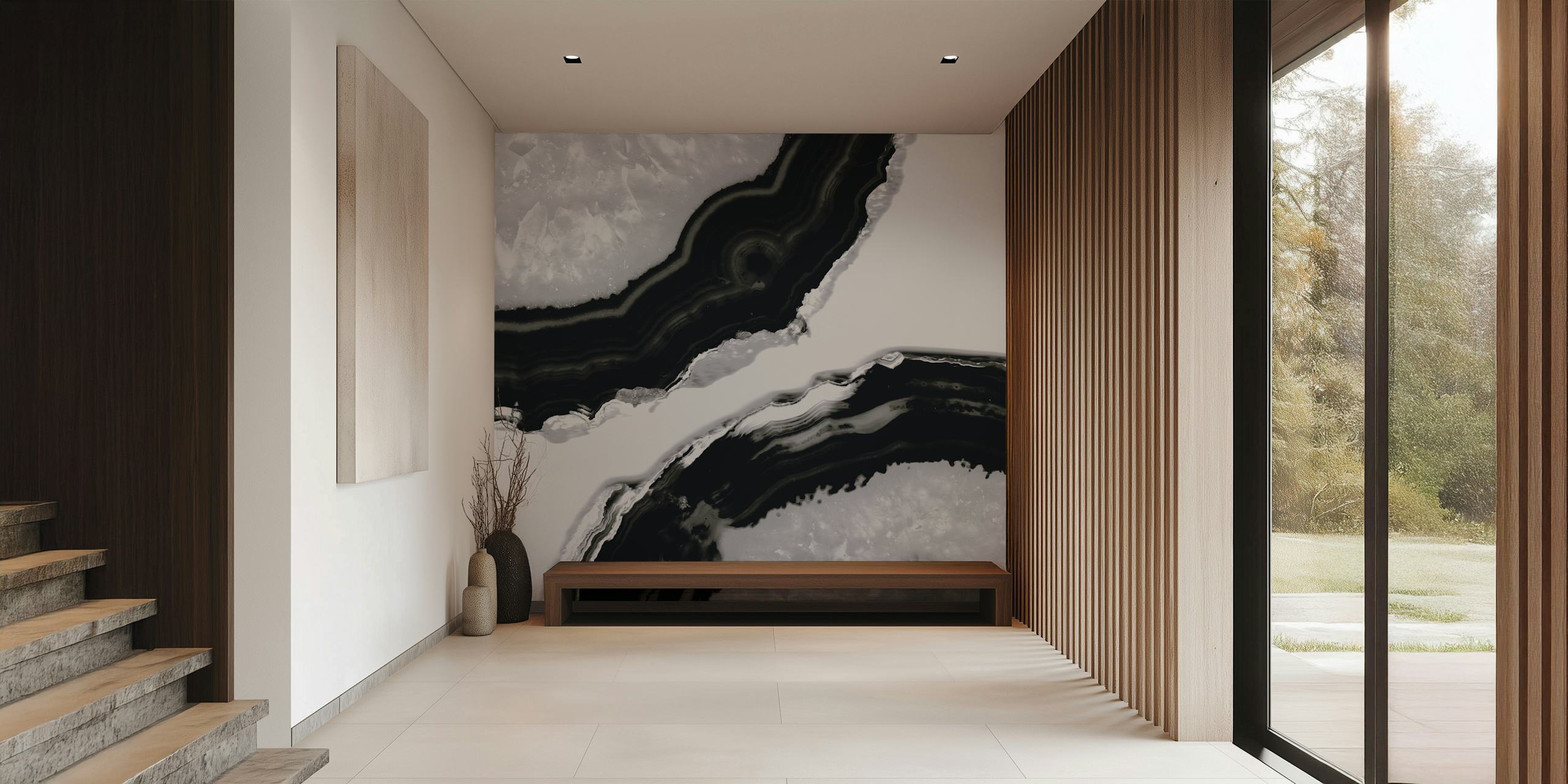 Black and gray agate stone pattern wallpaper