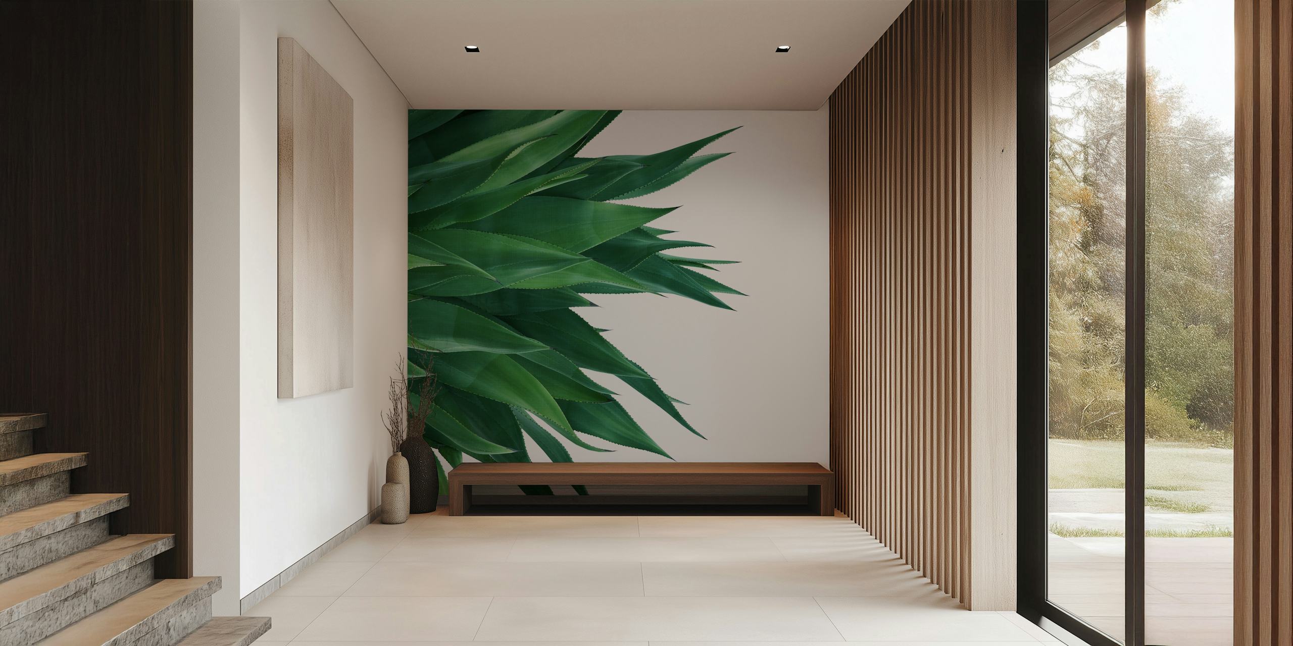 Agave leaves wallpaper in a room
