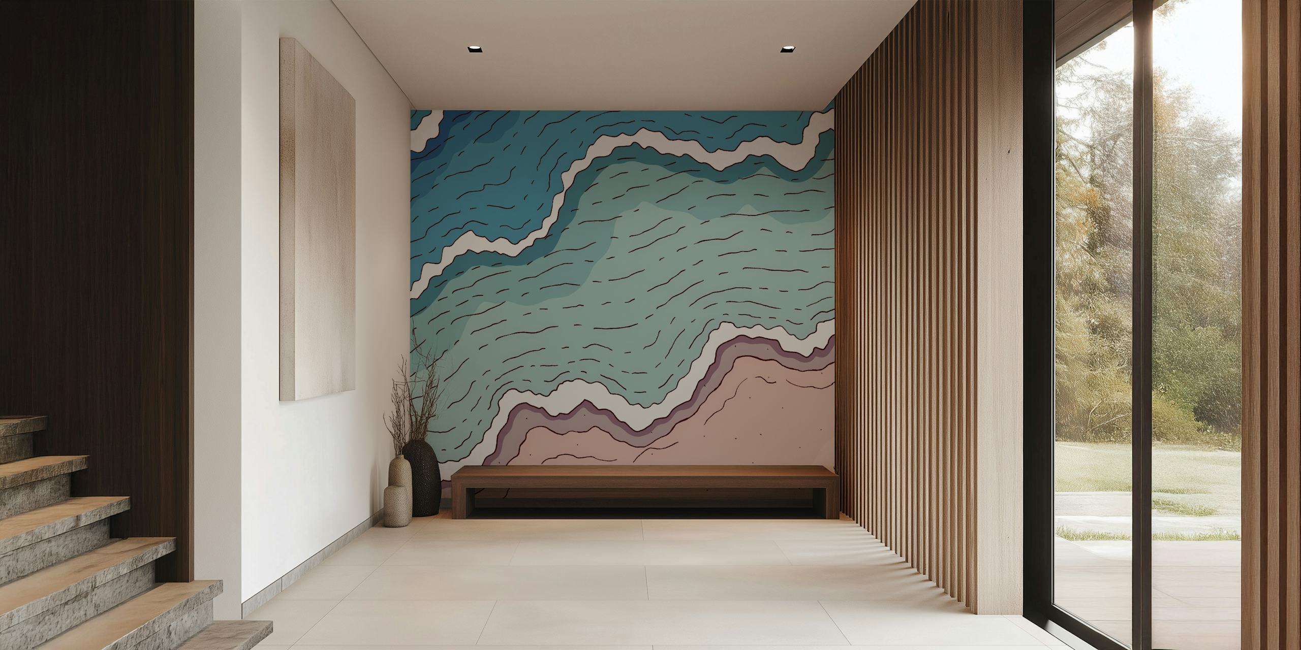 The beach and the sea design de papier peint dans une pièce
